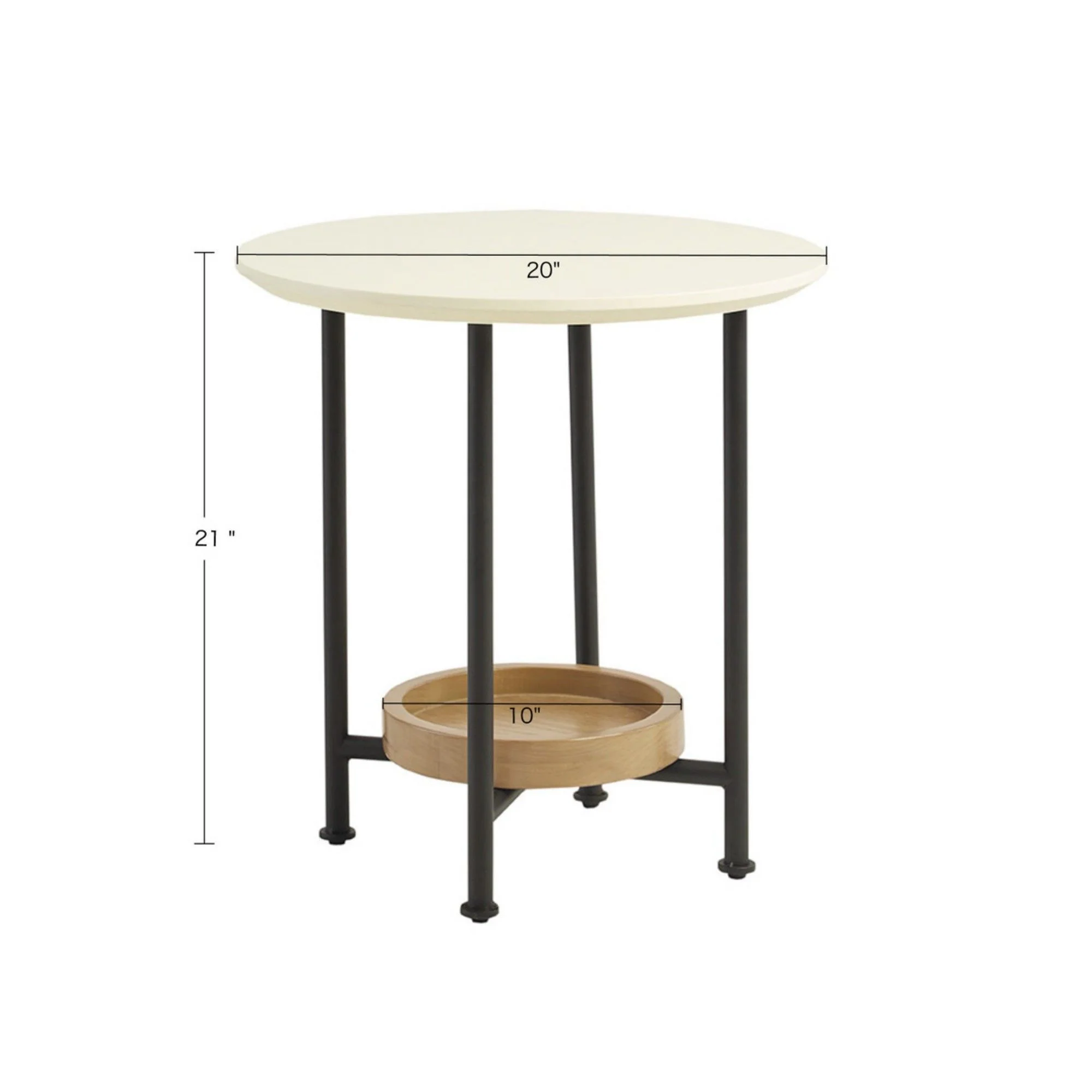 Oval End Table - White / Natural - Image 5