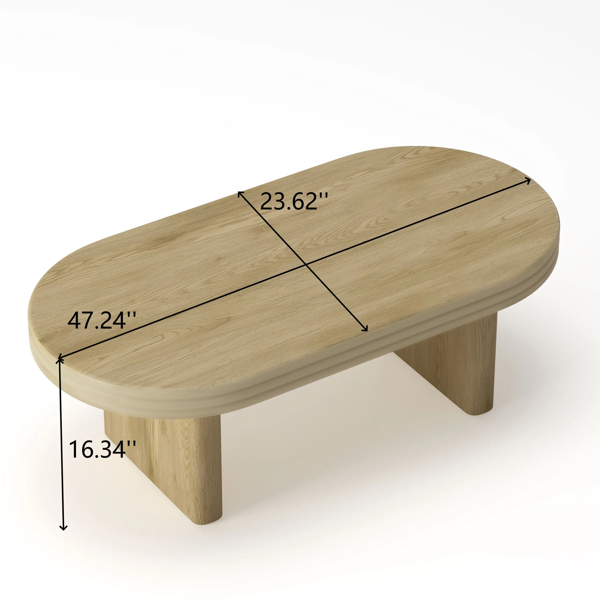 Oval Fluted Coffee Table - Natural - Image 2
