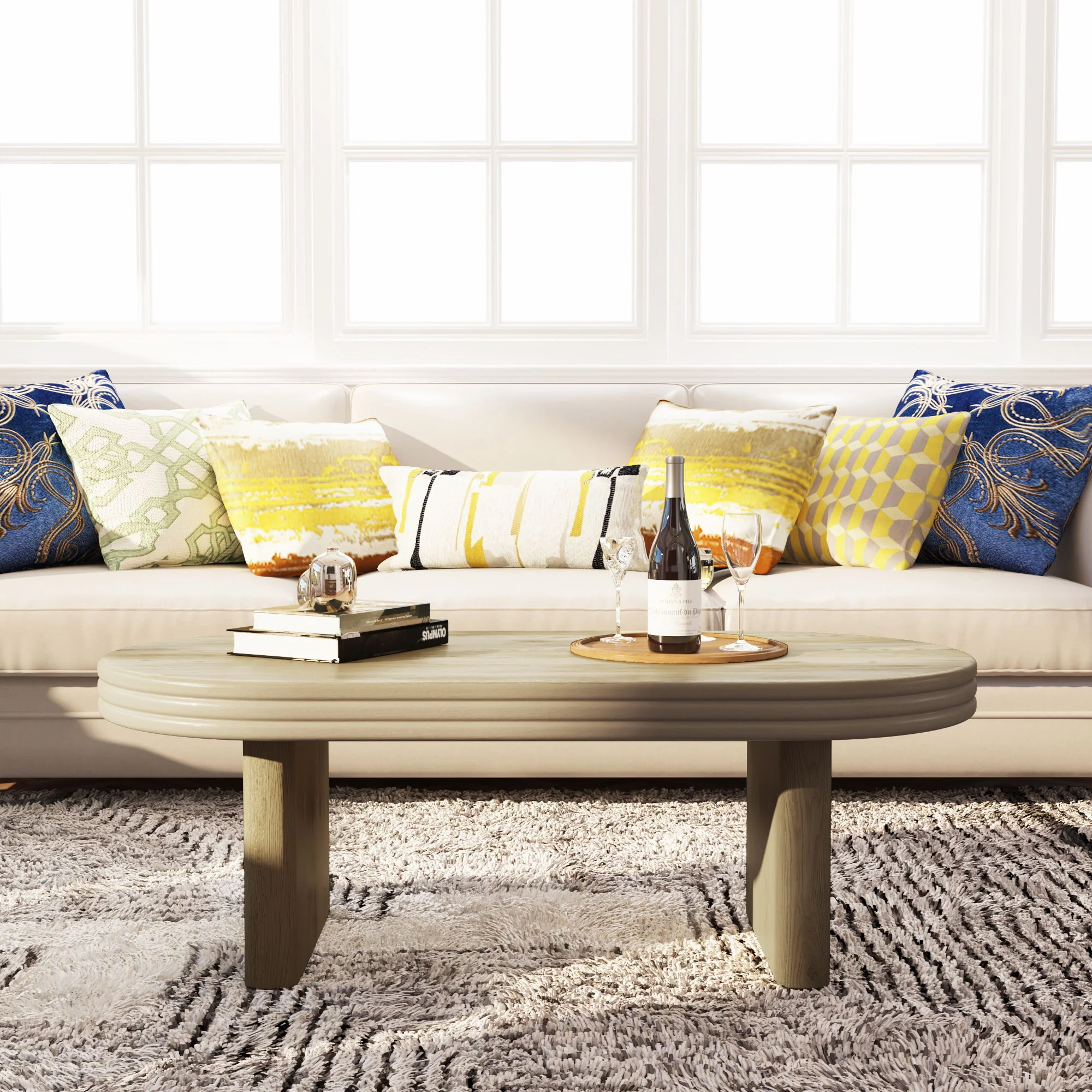 Oval Fluted Coffee Table - Natural - Image 5
