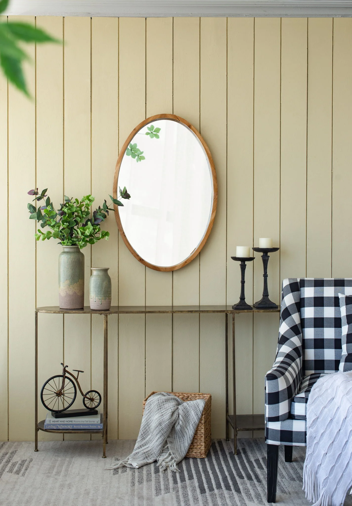 Oval Wall Mirror With Wood Frame, Farmhouse Wood Mirror For Bathroom Entryway Console Lean Against Wall - Brown - Image 6