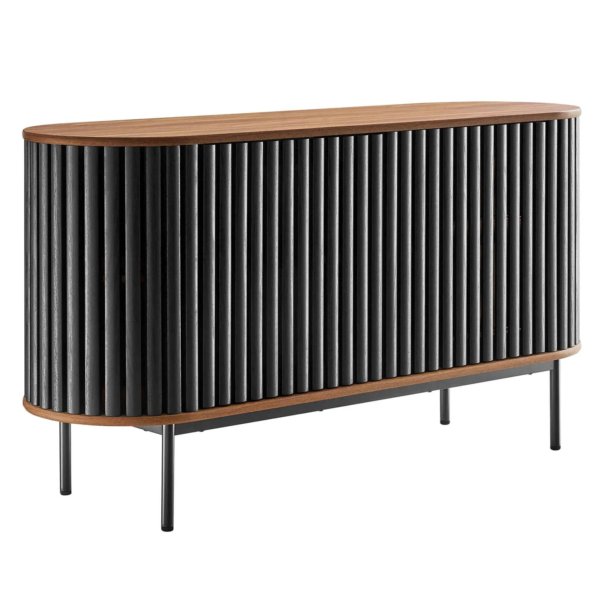 Sideboard Buffet Storage Credenza Cabinet Oval Wood Grain MDF 59 Inch - Image 11