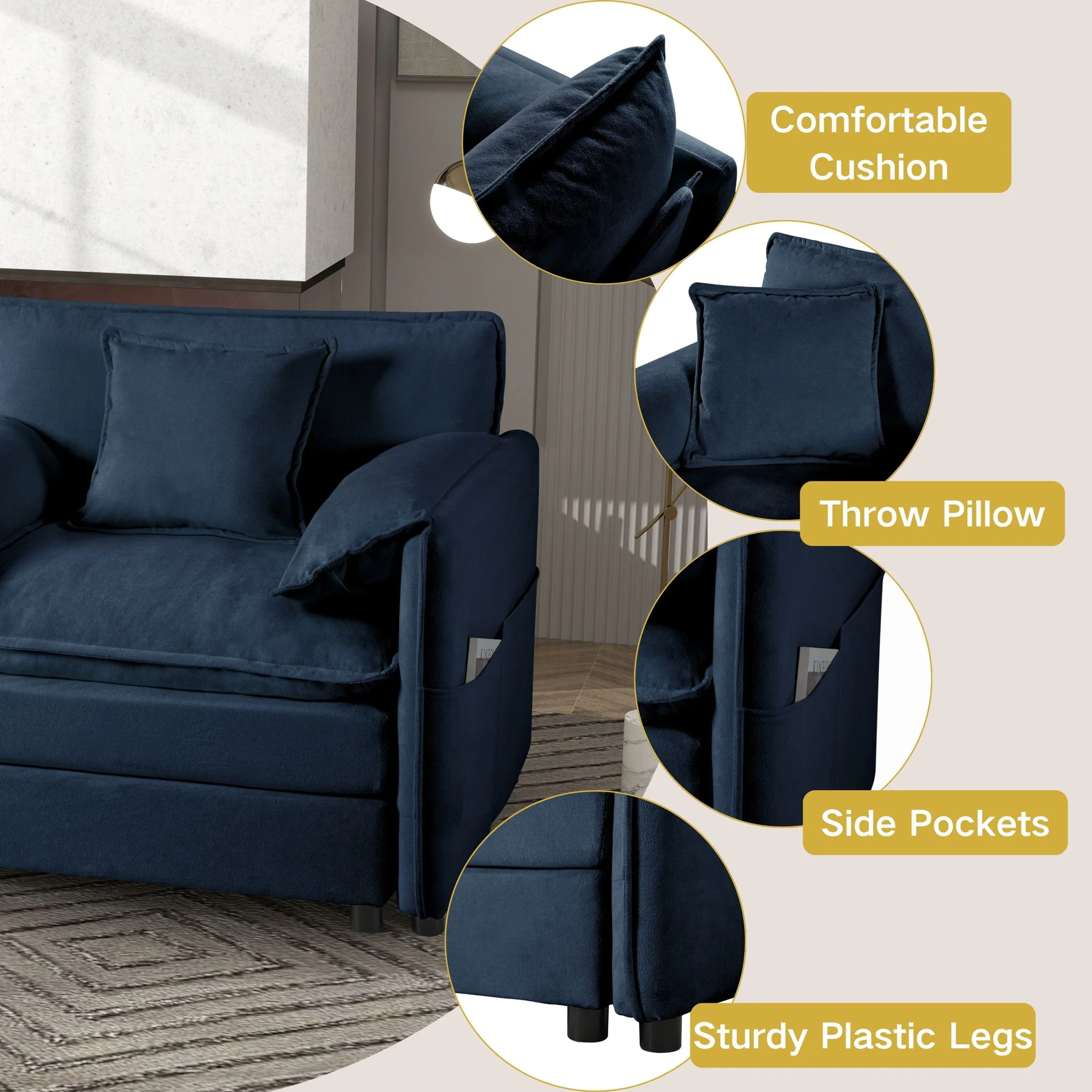 Oversized Chair With Movable Ottoman, Soft Upholstered Lounge Chair - Image 20
