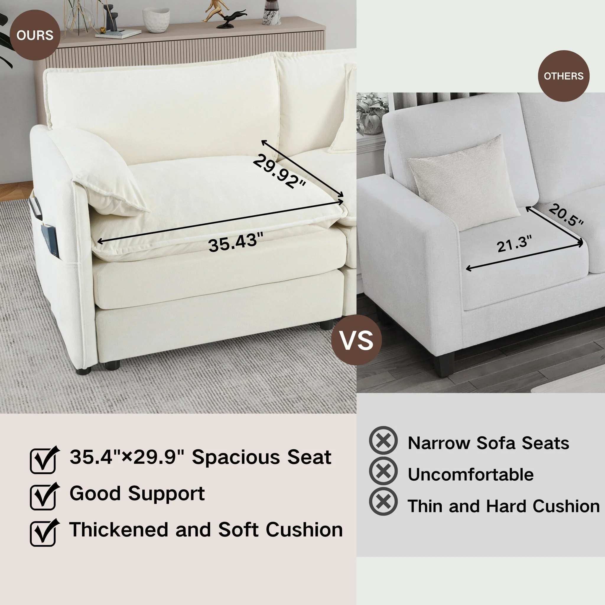 Oversized Chair With Movable Ottoman, Soft Upholstered Lounge Chair - Image 4