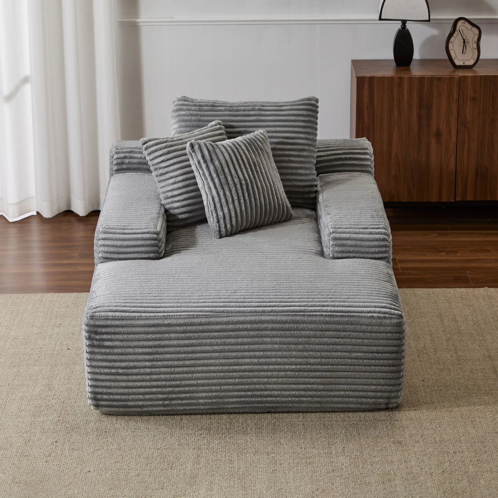 Oversized Chaise Lounge Chair Cozy Cloud Couch With 3 Throw Pillows And Wide Armrest - Image 34