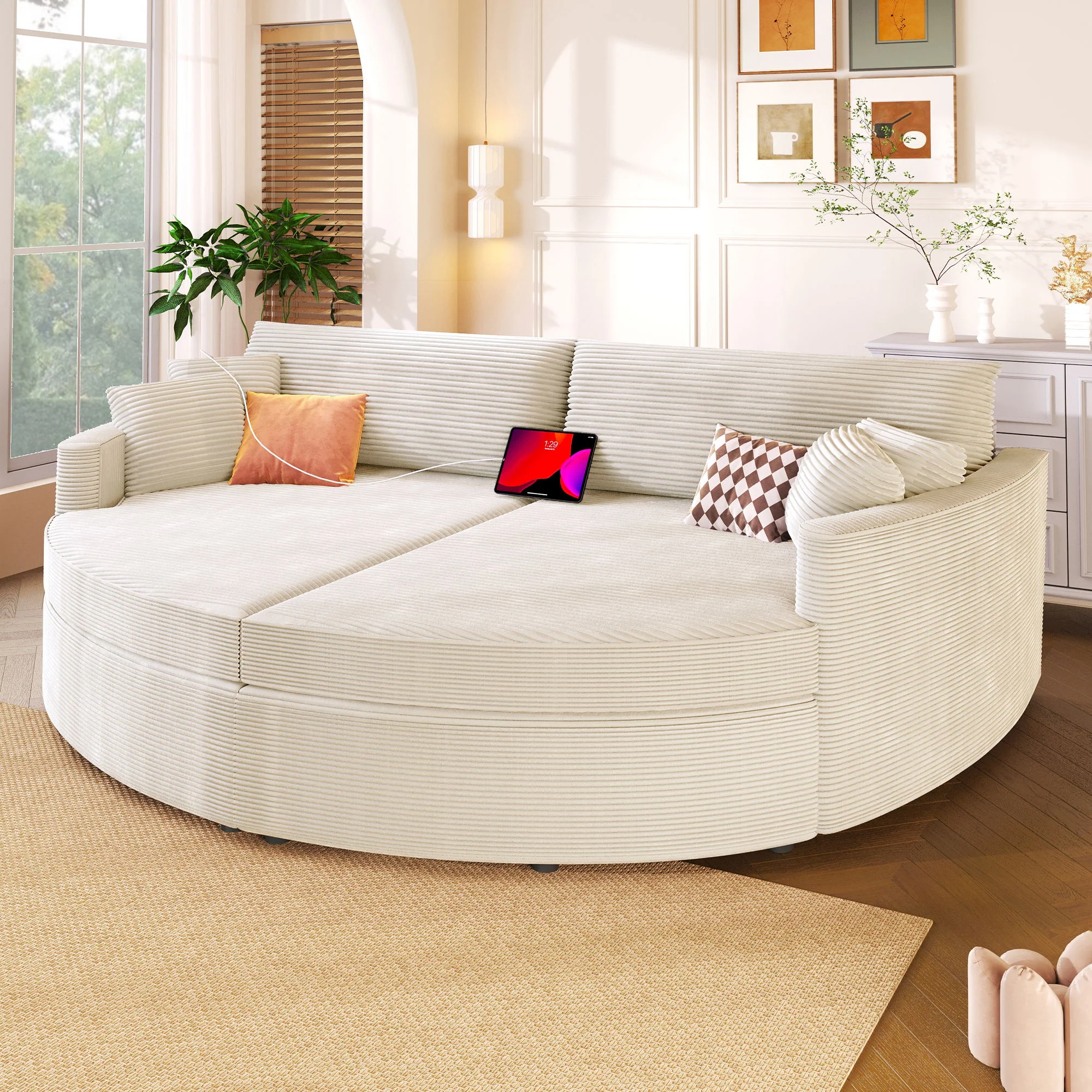 Oversized Double Chaise Lounge Sofa With USB Ports - Image 14