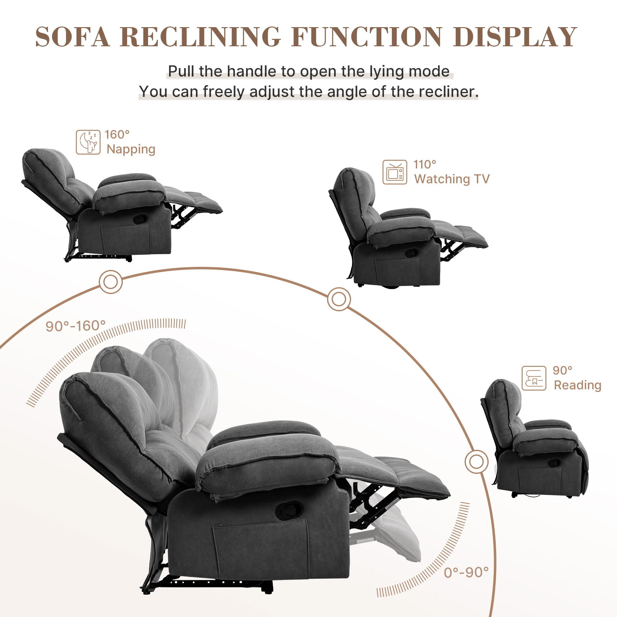 Oversized Manual Recliner Chair Sofa For Living Room - Image 17