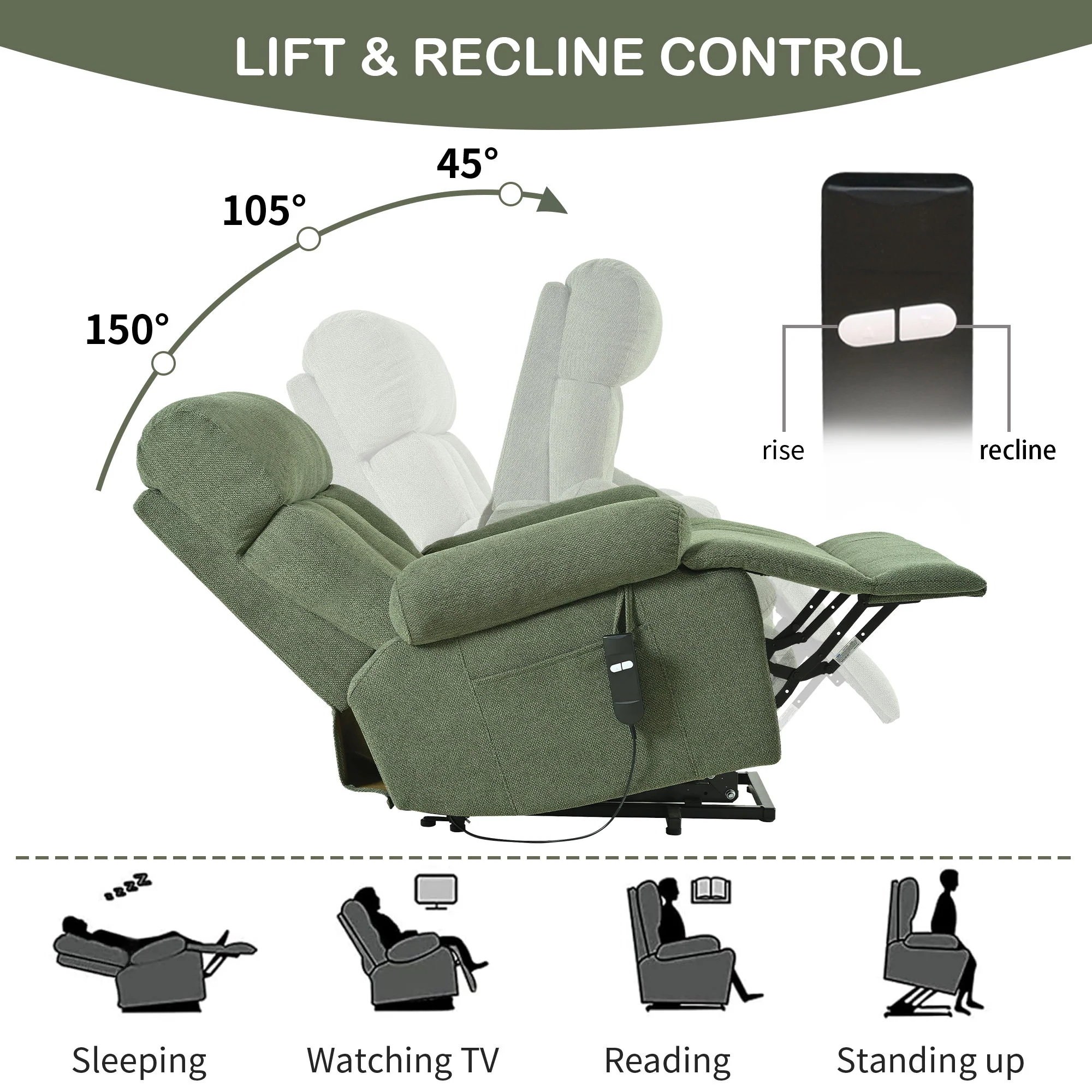 Oversized Power Lift Recliner Chai With Remote Control, Side Pocket, Spacious Seat - Image 6