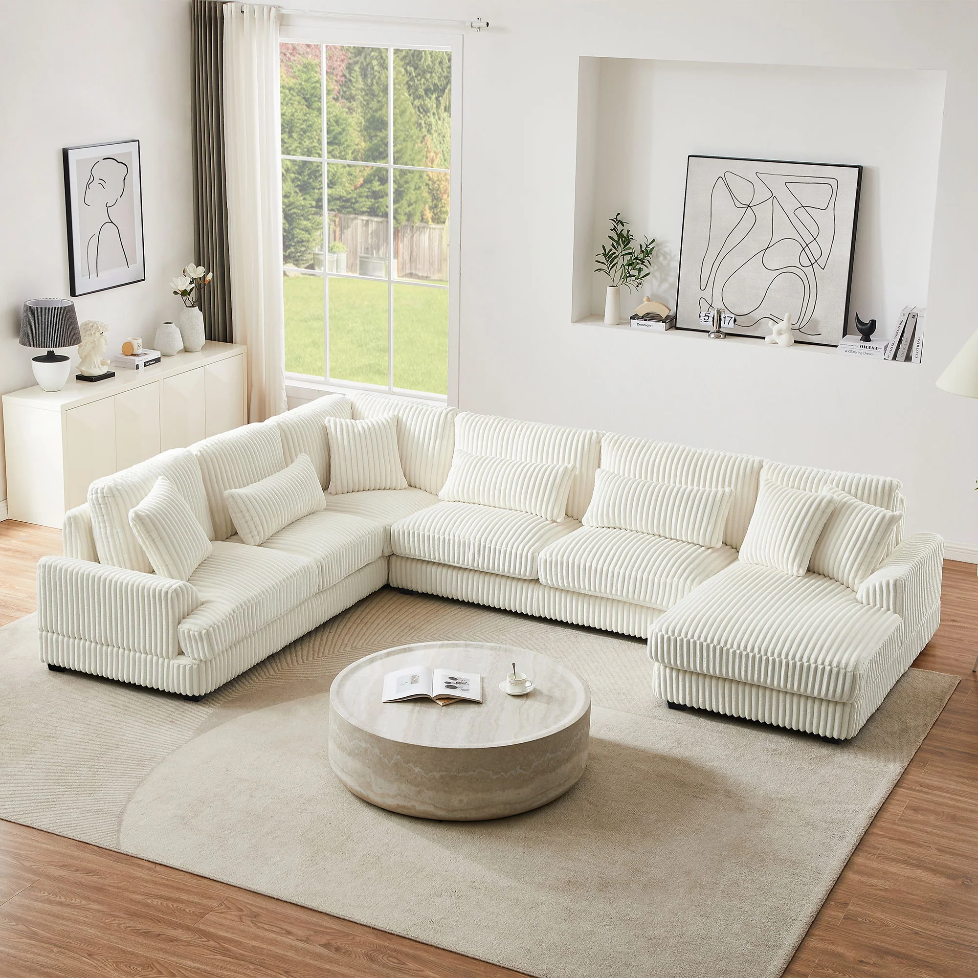 Oversized Sectional Sofa U - Shaped Sofa Couch Modern Sofa Upholstered In Soft With A Chaise Lounge For Living Room - Image 23