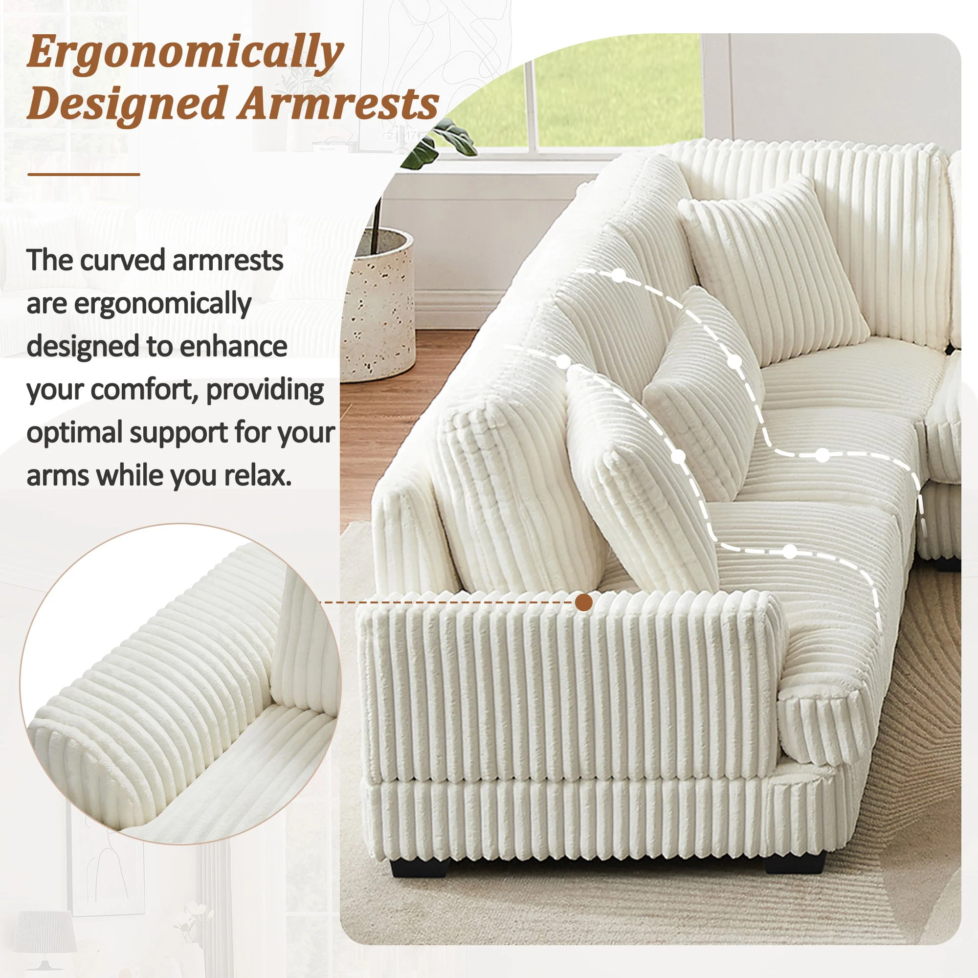 Oversized Sectional Sofa U - Shaped Sofa Couch Modern Sofa Upholstered In Soft With A Chaise Lounge For Living Room - Image 32