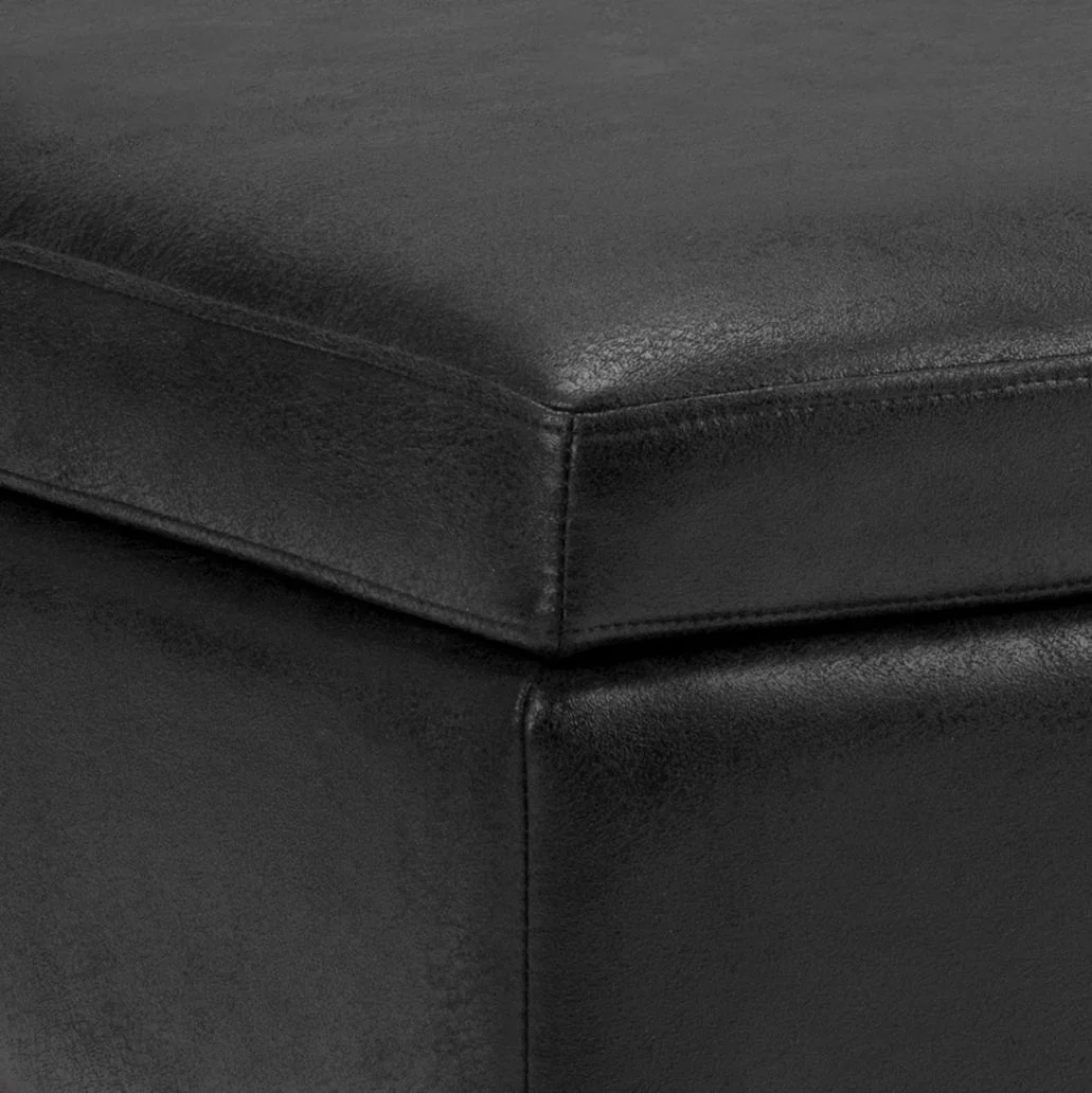Owen - Square Coffee Table Storage Ottoman - Distressed Black - Image 7
