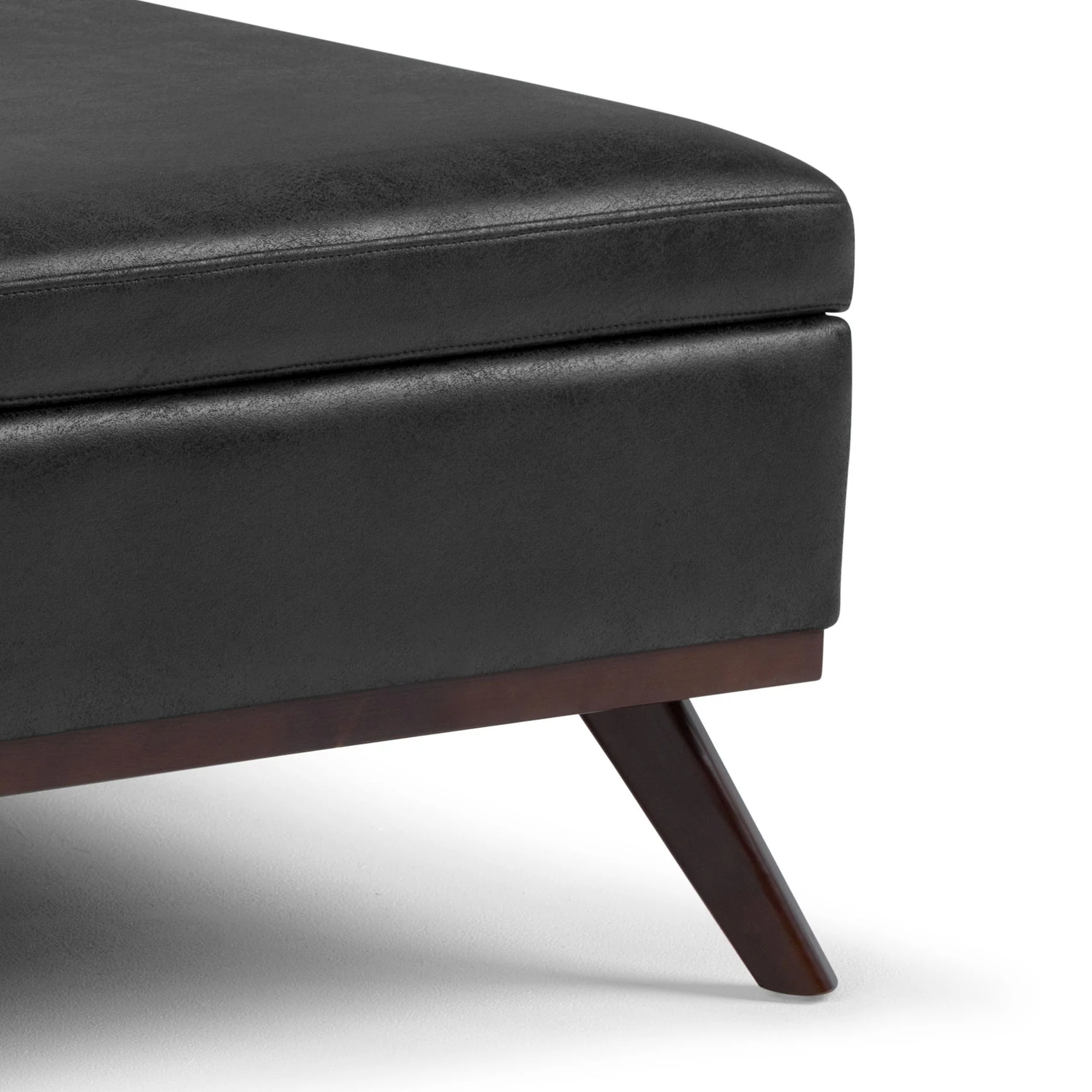 Owen - Square Coffee Table Storage Ottoman - Distressed Black - Image 9