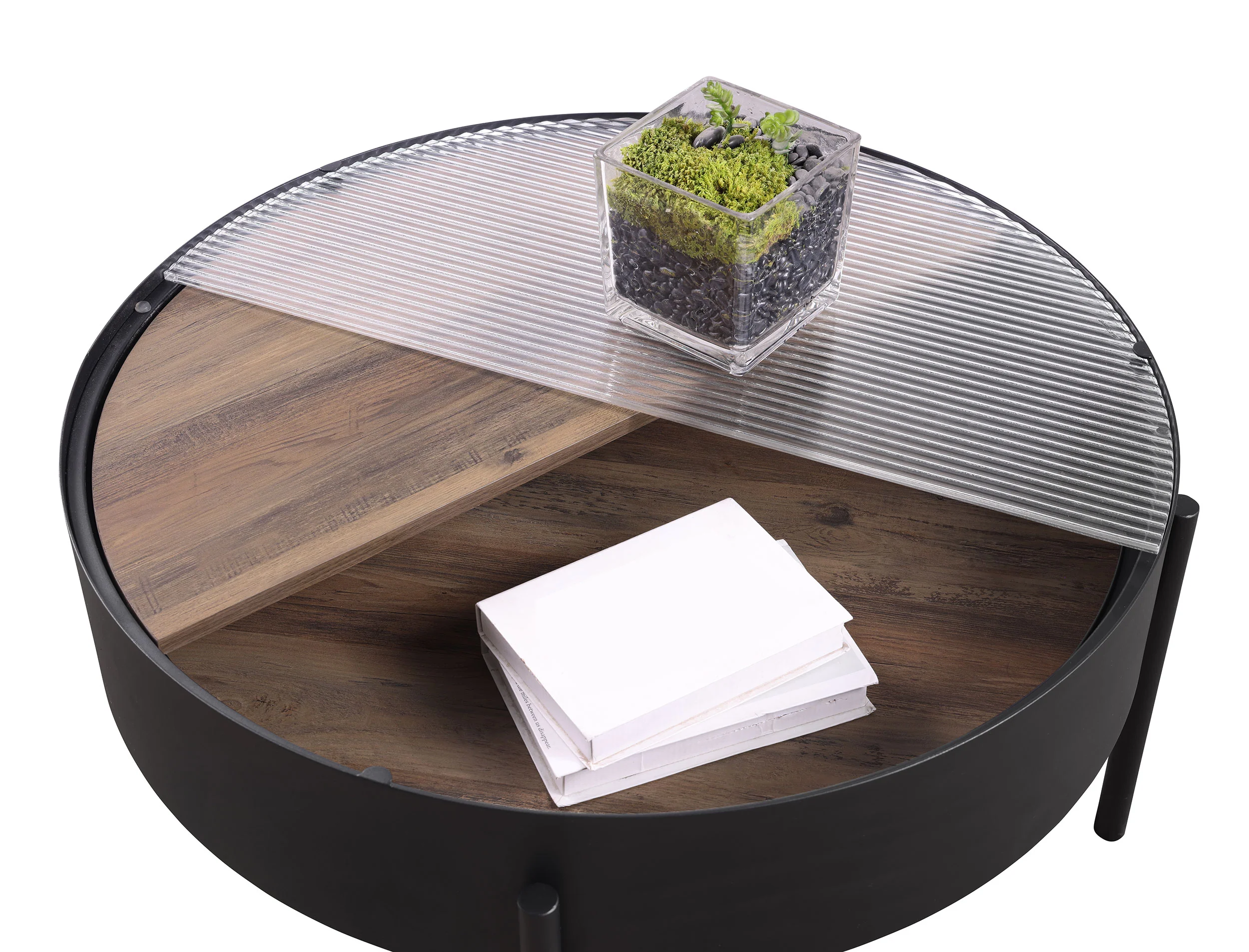 Ozella 2-Piece Round Coffee and End Table Set Sandy Black - Image 8