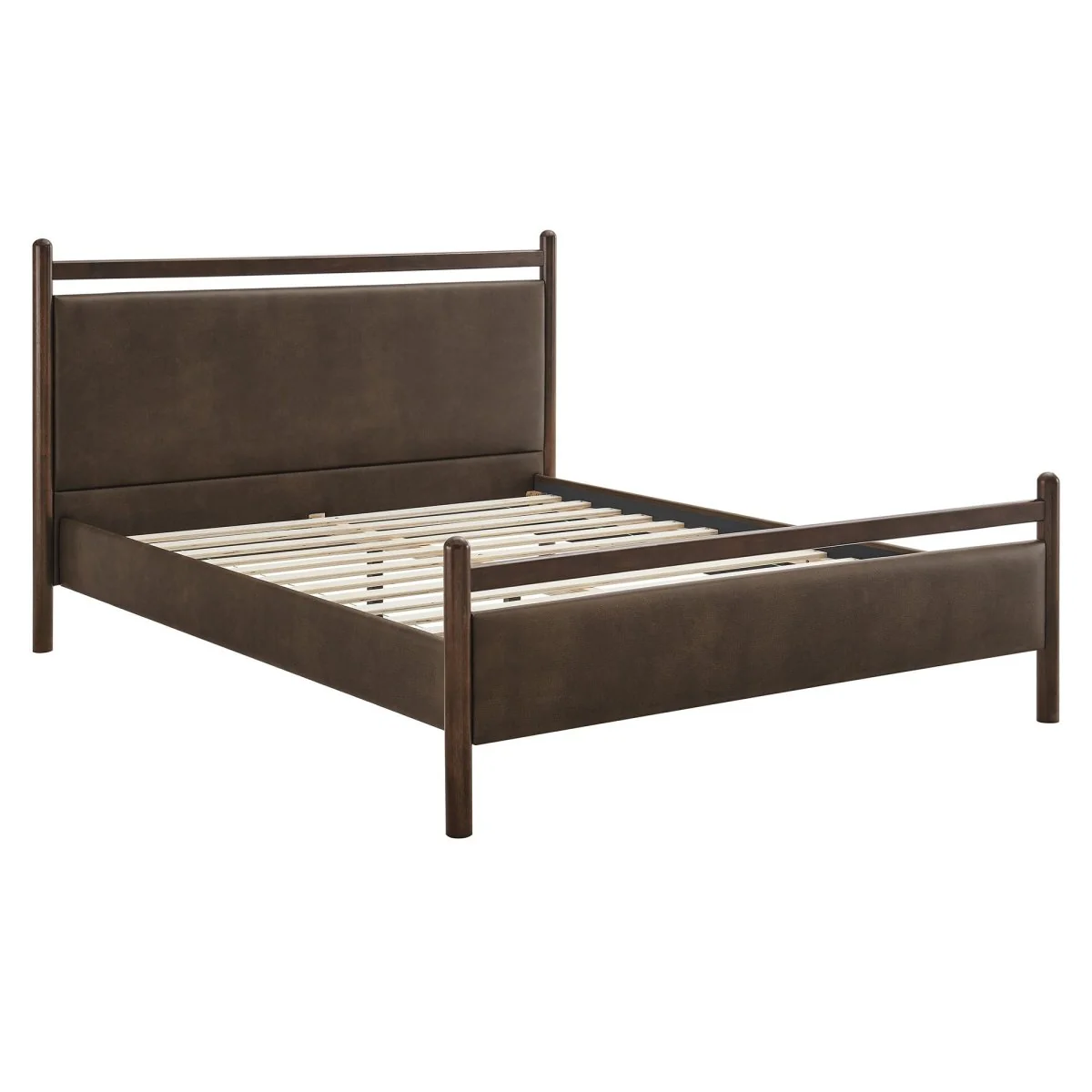 Padded Fabric Platform Bed with Light Oak Accents - Image 59