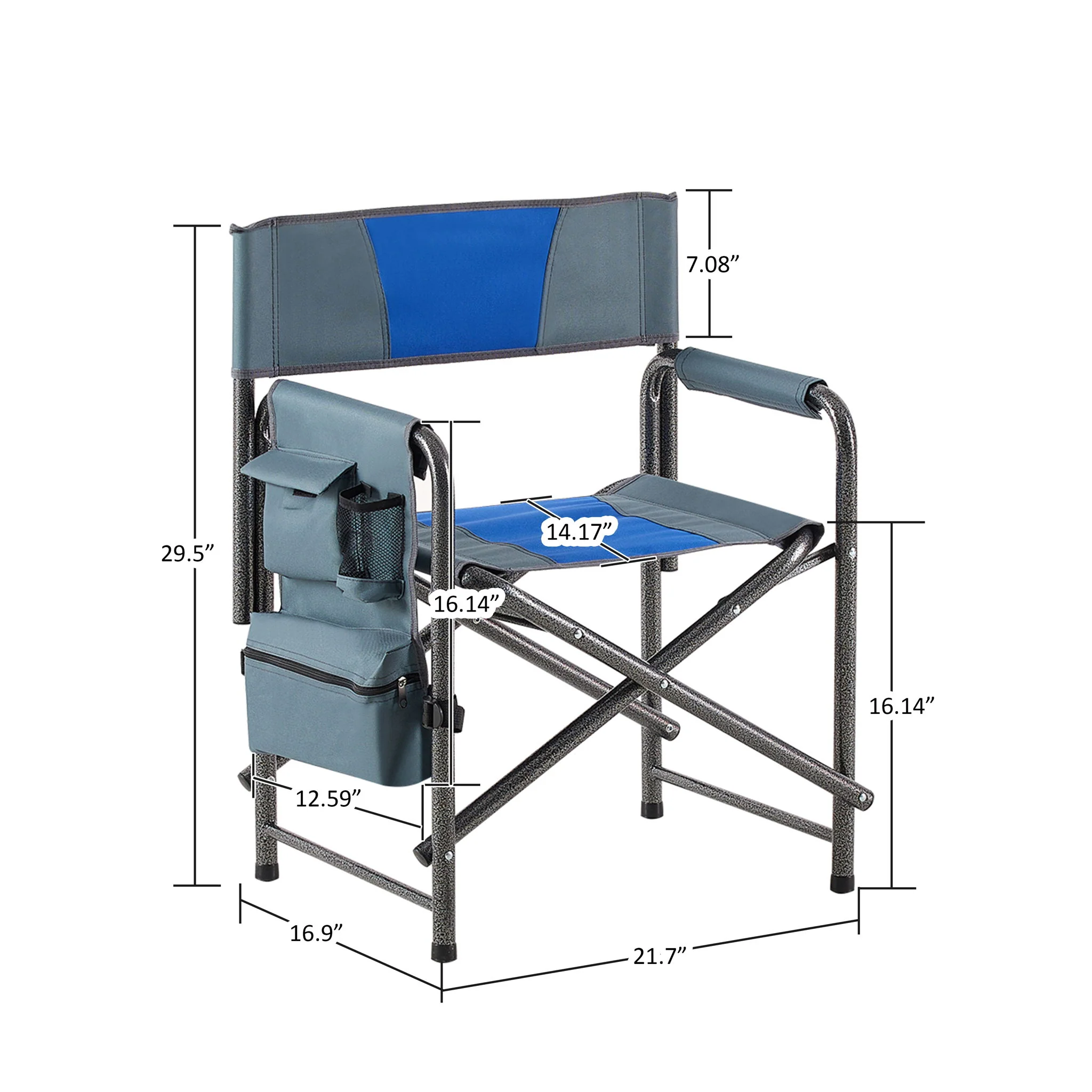 Padded Folding Outdoor Chair With Storage Pockets, Lightweight Oversized Directors Chair For Indoor, Outdoor Camping, Picnics And Fishing - Image 17
