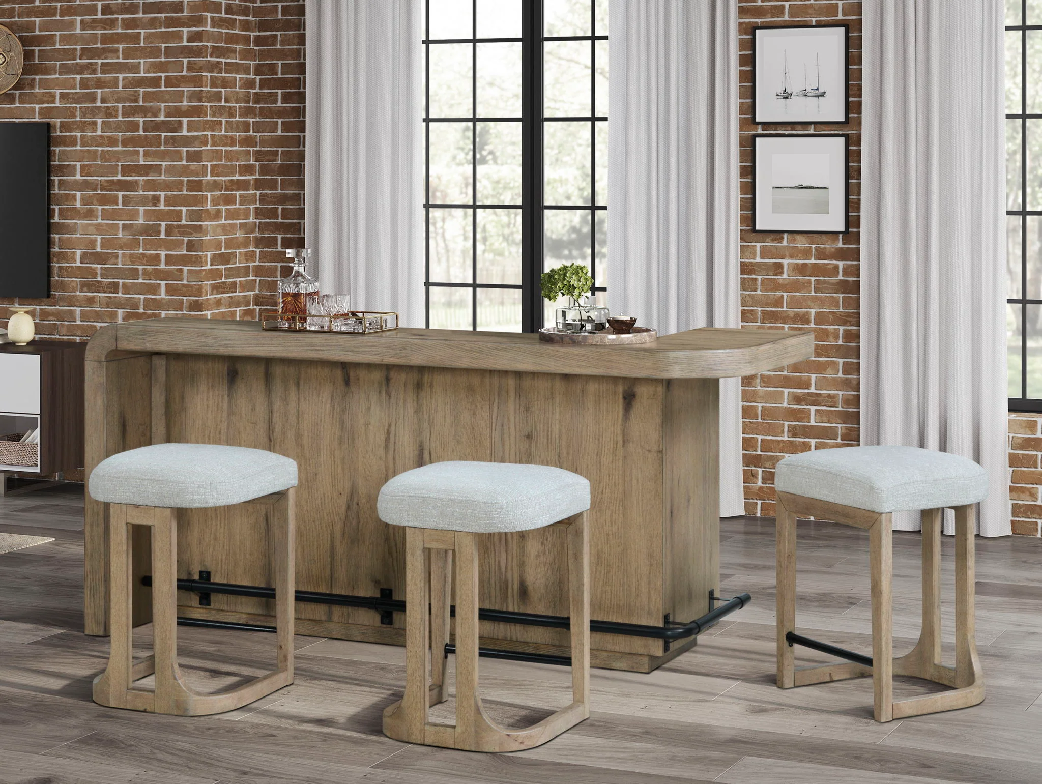 Pagosa - Counter Height Stool (Set of 2) - English Knotty Oak / Gray - Image 2