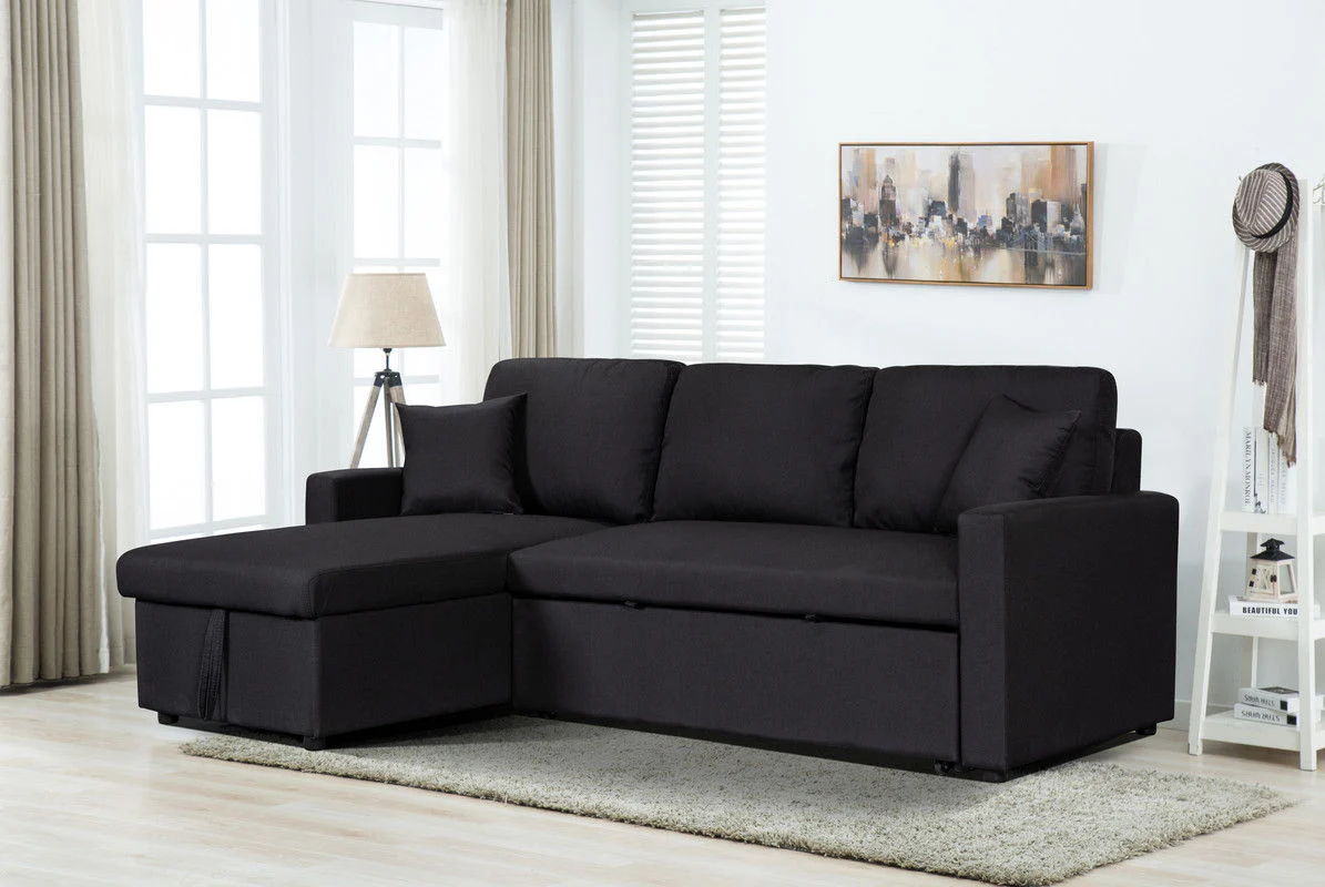 Paisley - Fabric Reversible Sleeper Sectional Sofa With Storage Chaise - Image 4