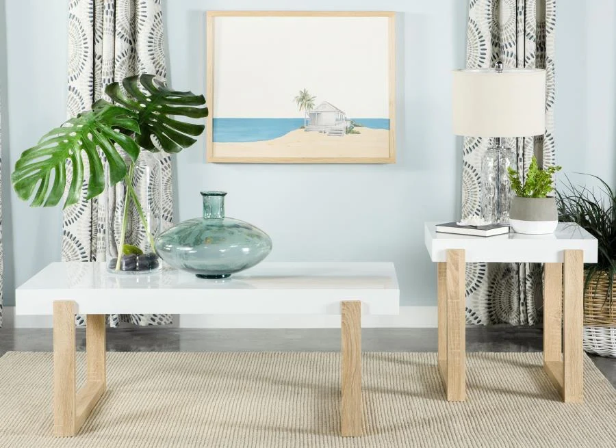 Pala White High-Gloss Rectangular Coffee Table - Image 7