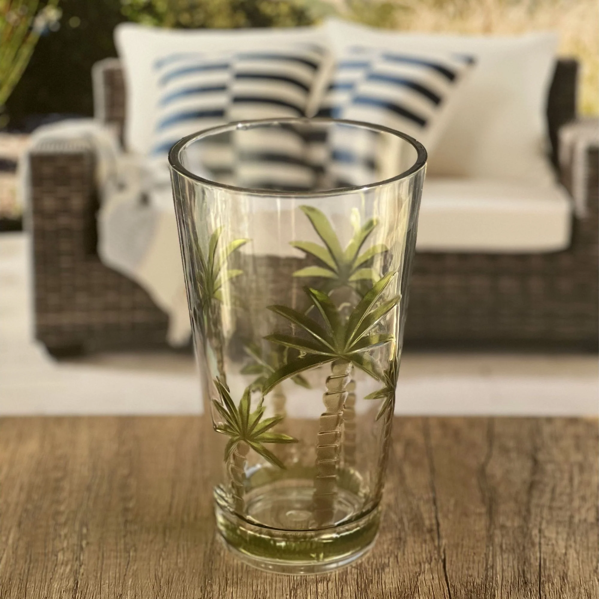 Palm Tree Design Acrylic Hi Ball Glasses Plastic, Bpa Free (Set of 4), 20Oz - Clear - Image 5