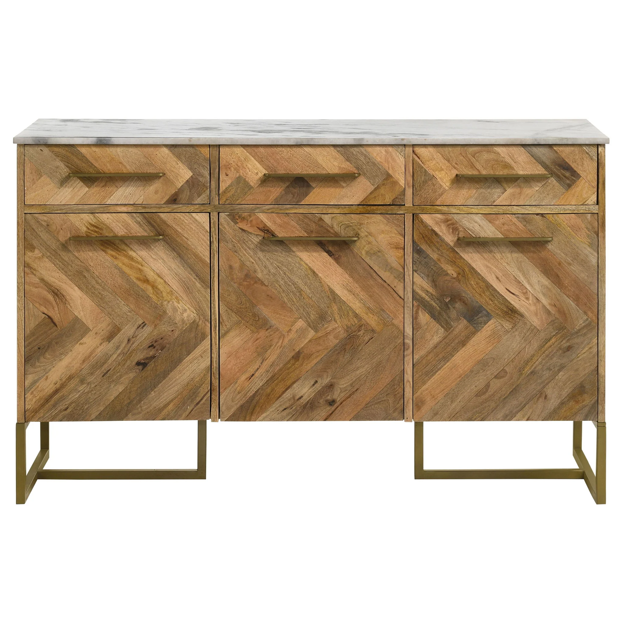 Paloma - 3 Door Herringbone Accent Cabinet - Natural - Image 6