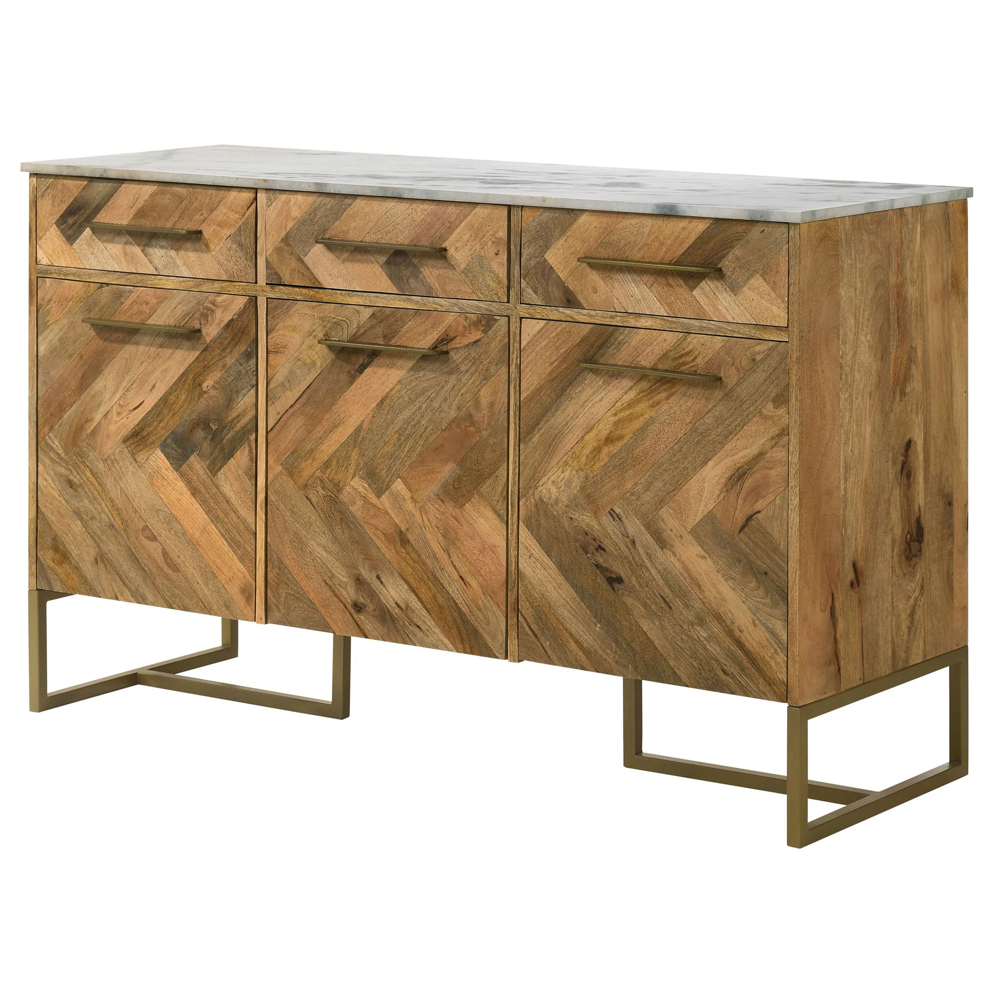 Paloma - 3 Door Herringbone Accent Cabinet - Natural - Image 9