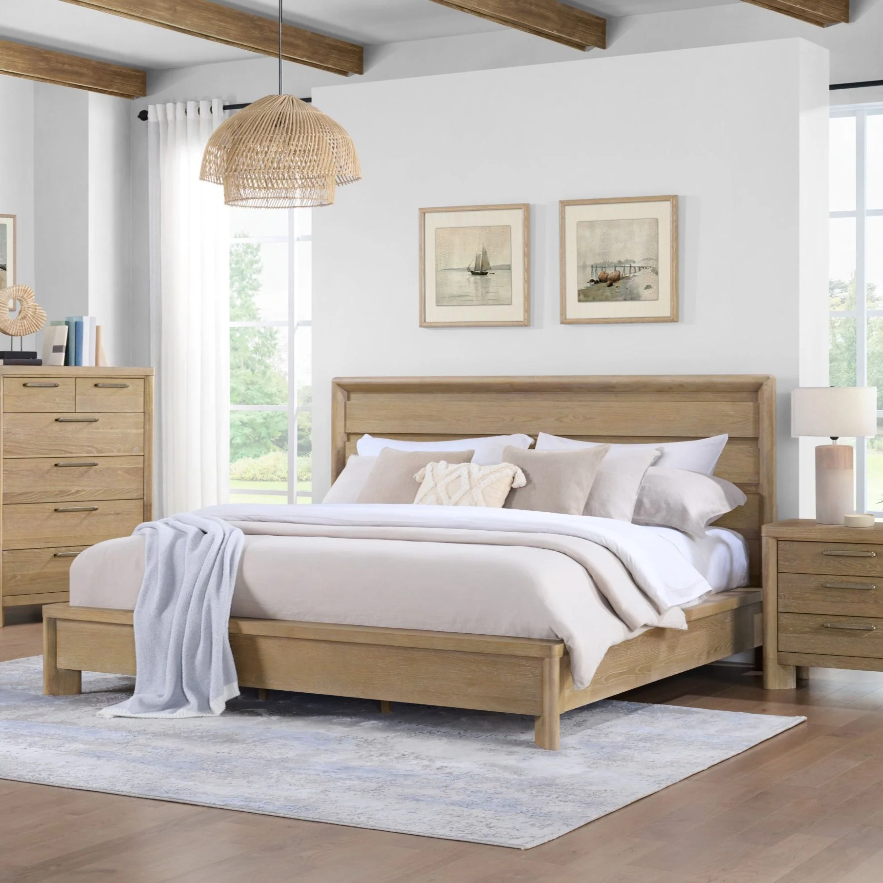 Panel Bed Frame With Unique Headboard And Included Slats - Image 5