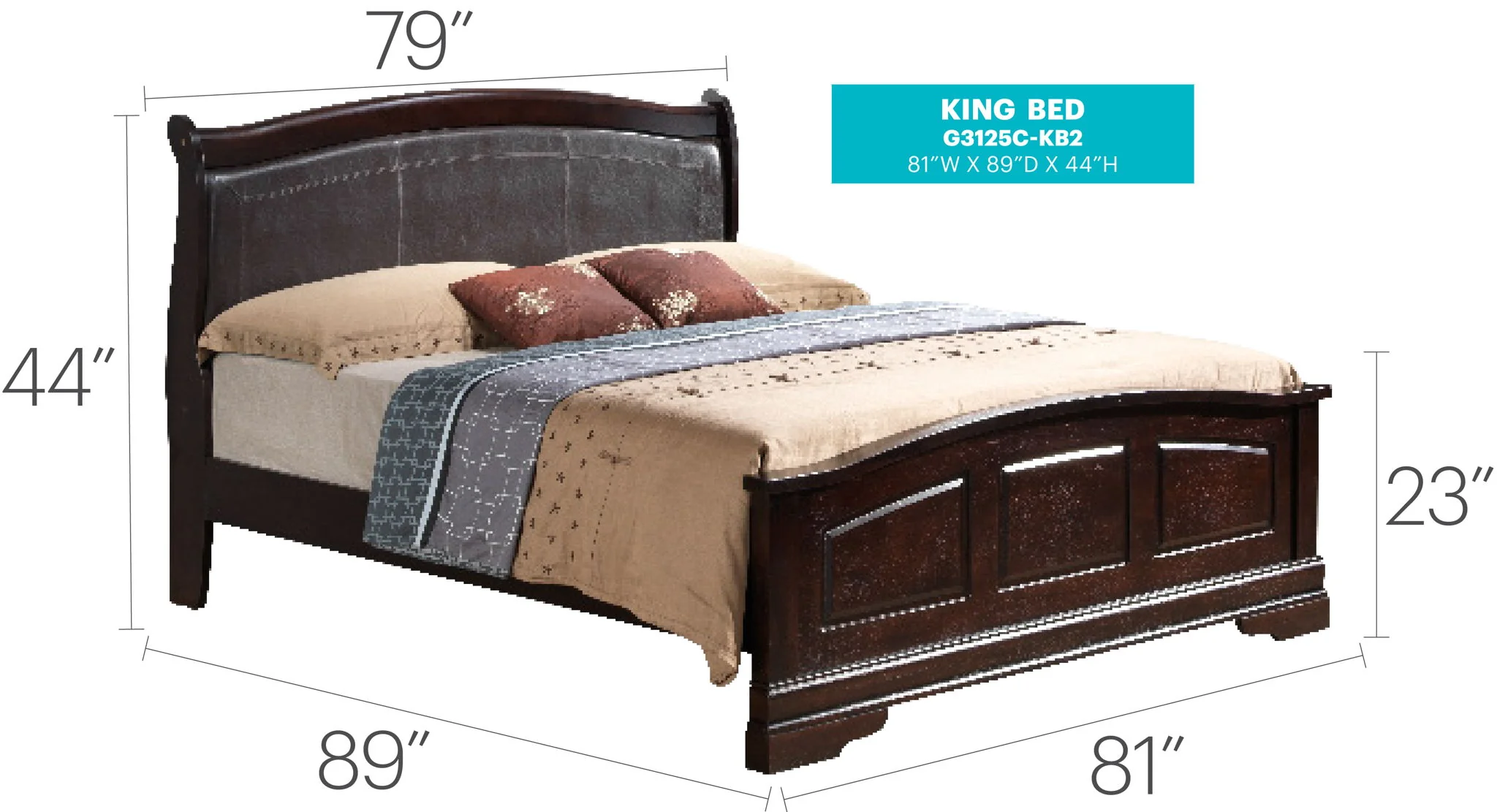 Panel Sleigh Bed Elegantly Crafted - Image 10