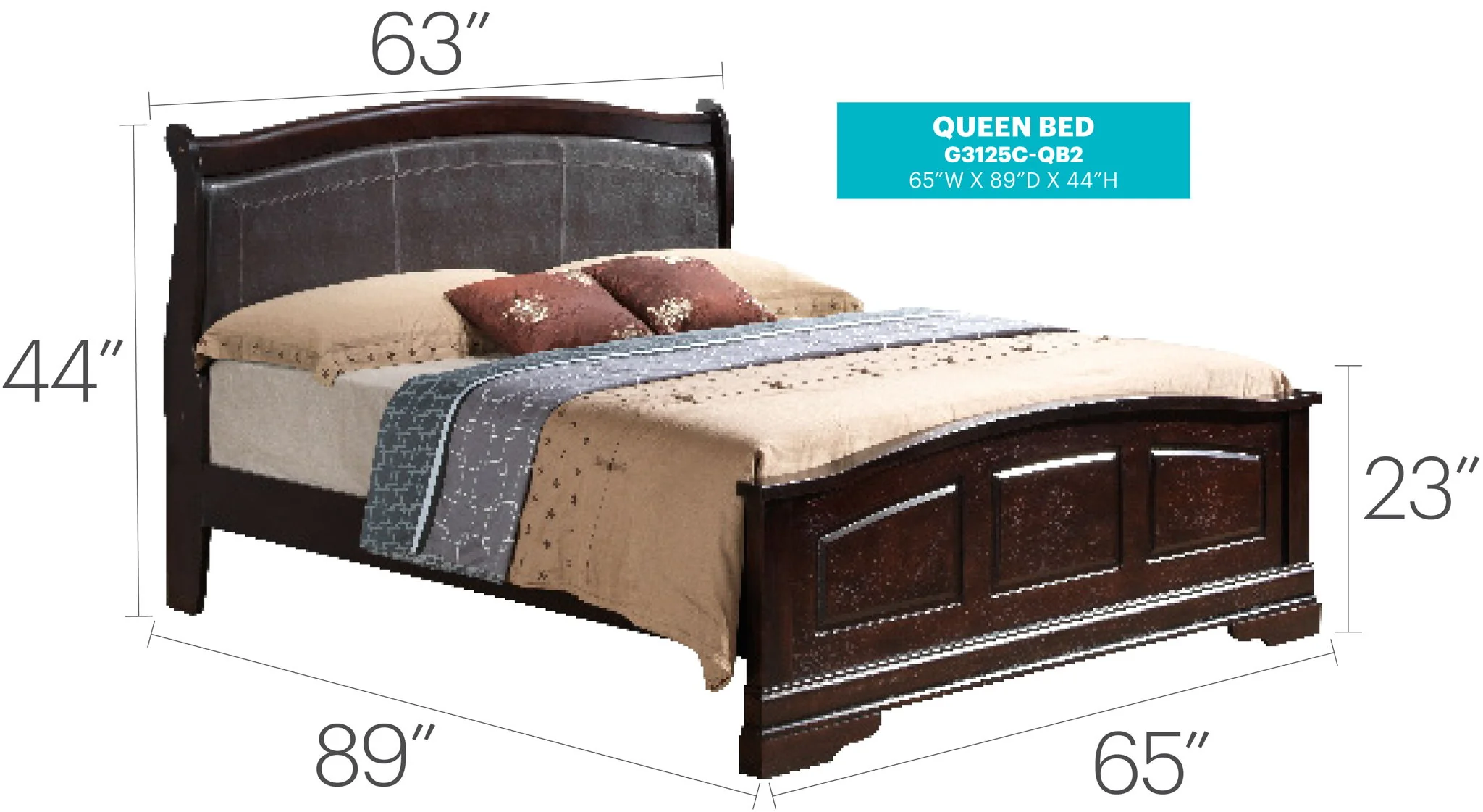 Panel Sleigh Bed Elegantly Crafted - Image 32