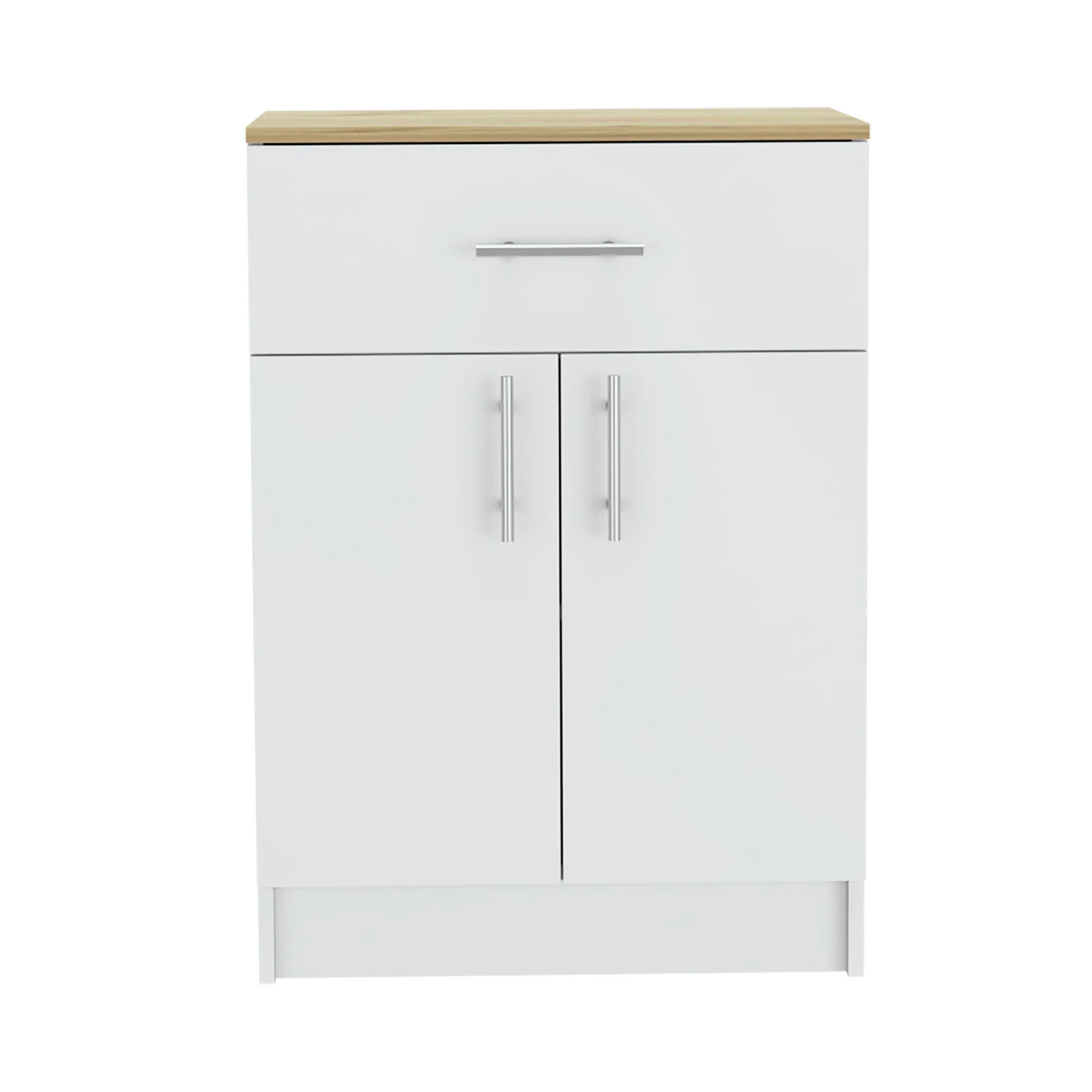 Pantry Organizer Cabinet One Drawer, Two Interior Shelves, Two Doors - White / Light Oak - Image 3