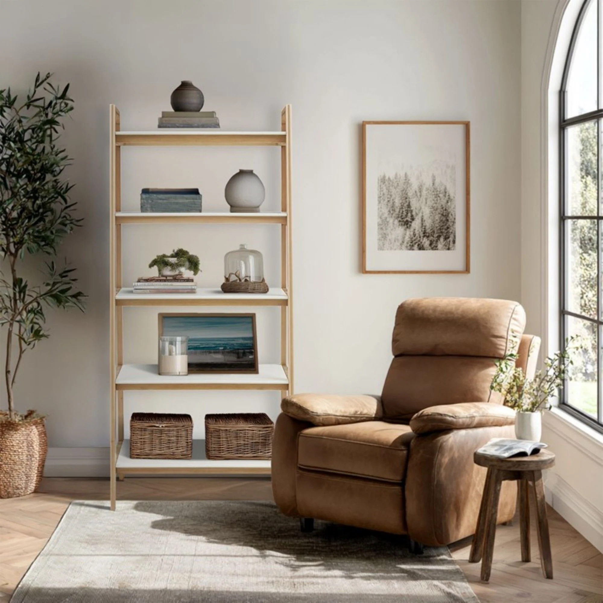 Parker - Bookcase With 5 Shelves - Off White / Natural - Image 3