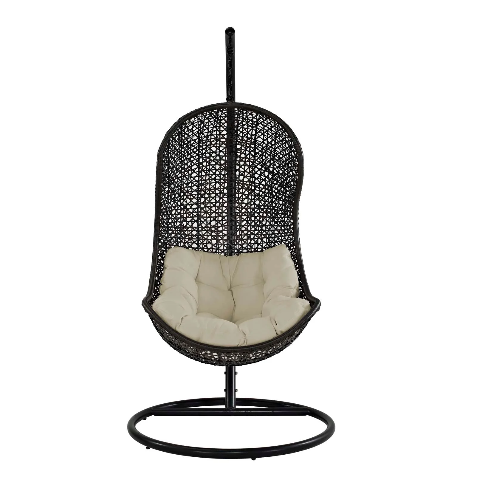 47" Parlay Espresso Beige Outdoor Patio Swing Lounge Chair - Image 2