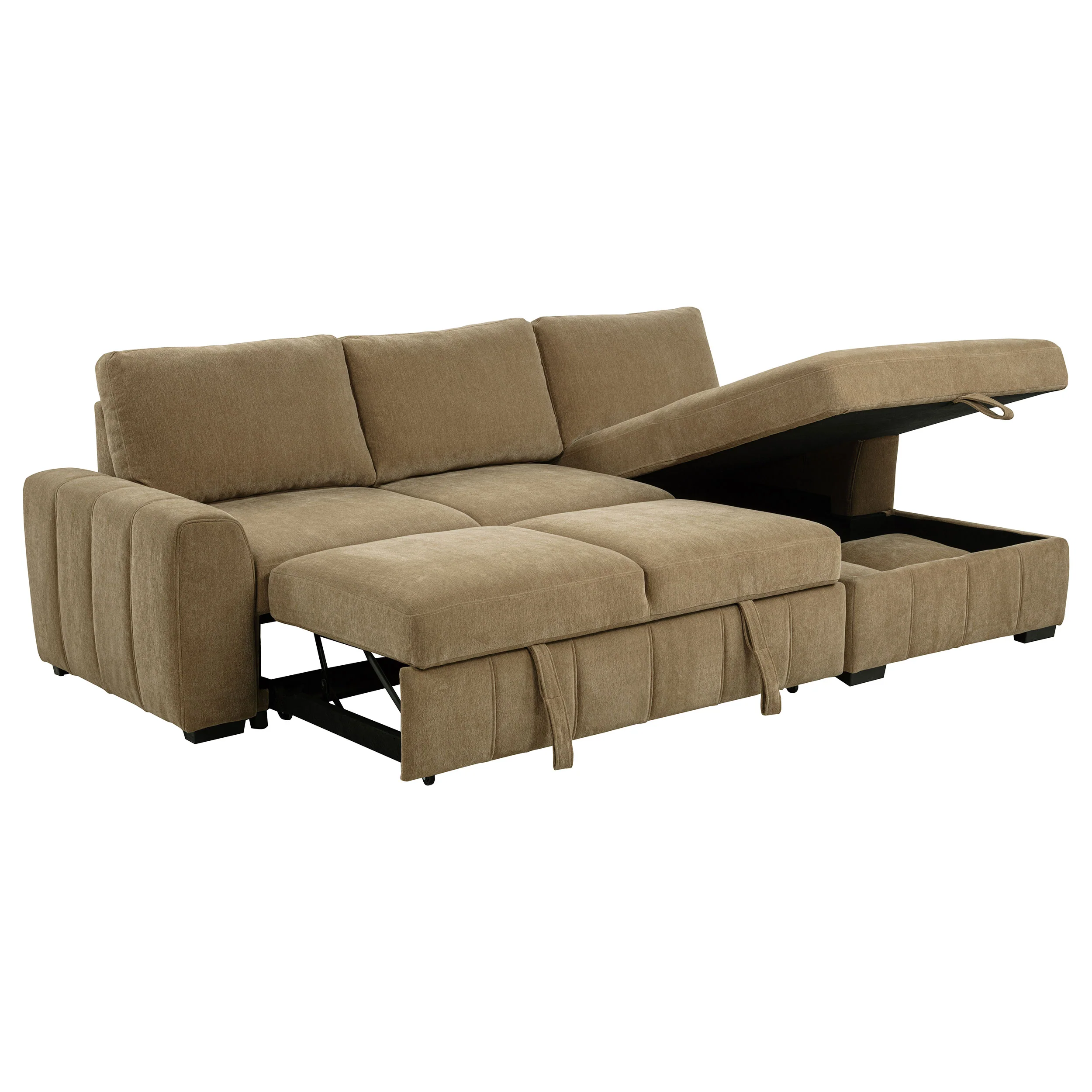 Pastrana Upholstered Sleeper Sectional Sofa - Camel - Image 9