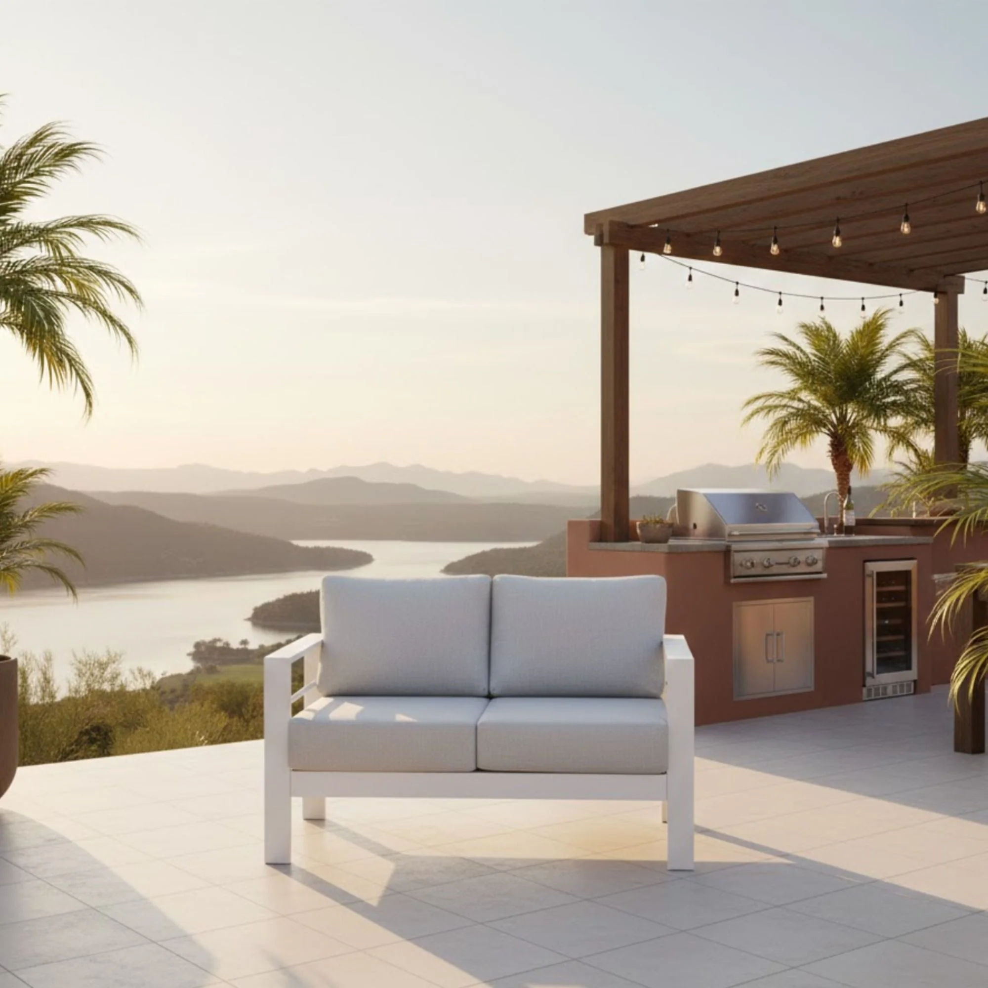 Patio All-Weather Loveseat With Thick Cushions - Image 9