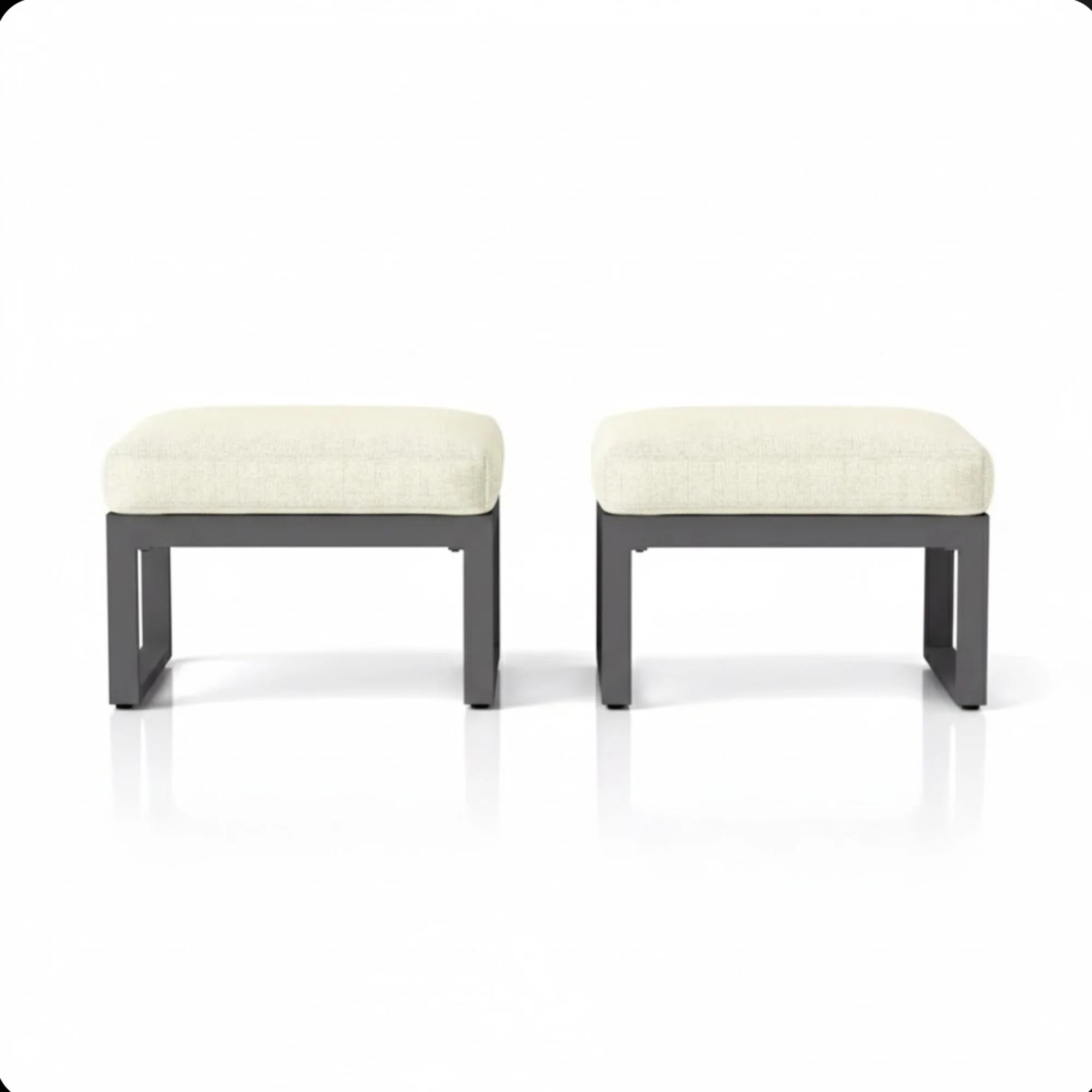 Patio All-Weather Ottomans With Thick Cushions (Set of 2) - Image 15