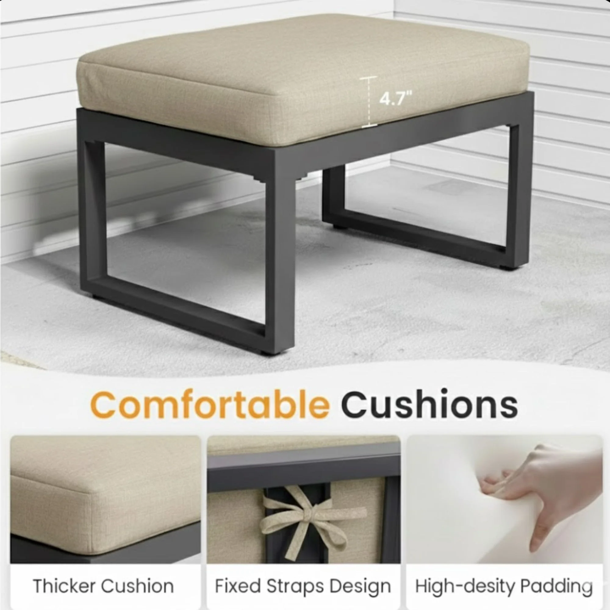 Patio All-Weather Ottomans With Thick Cushions (Set of 2) - Image 8