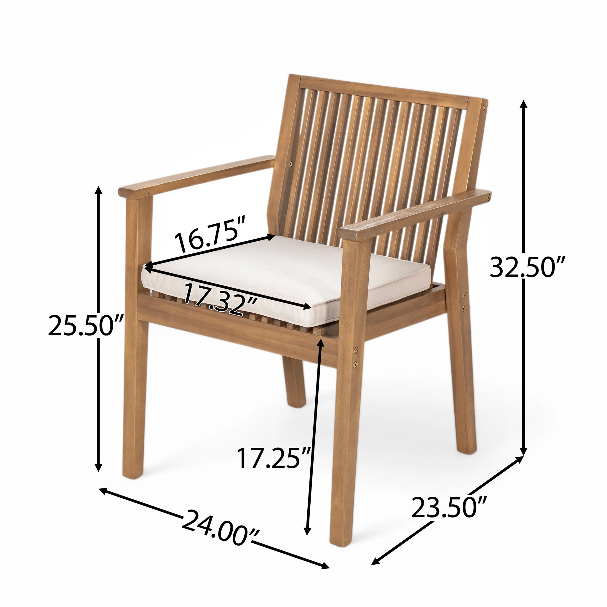 Patio Dining Chair, Comfortable Waterproof Seating (Set of 2) - Image 6