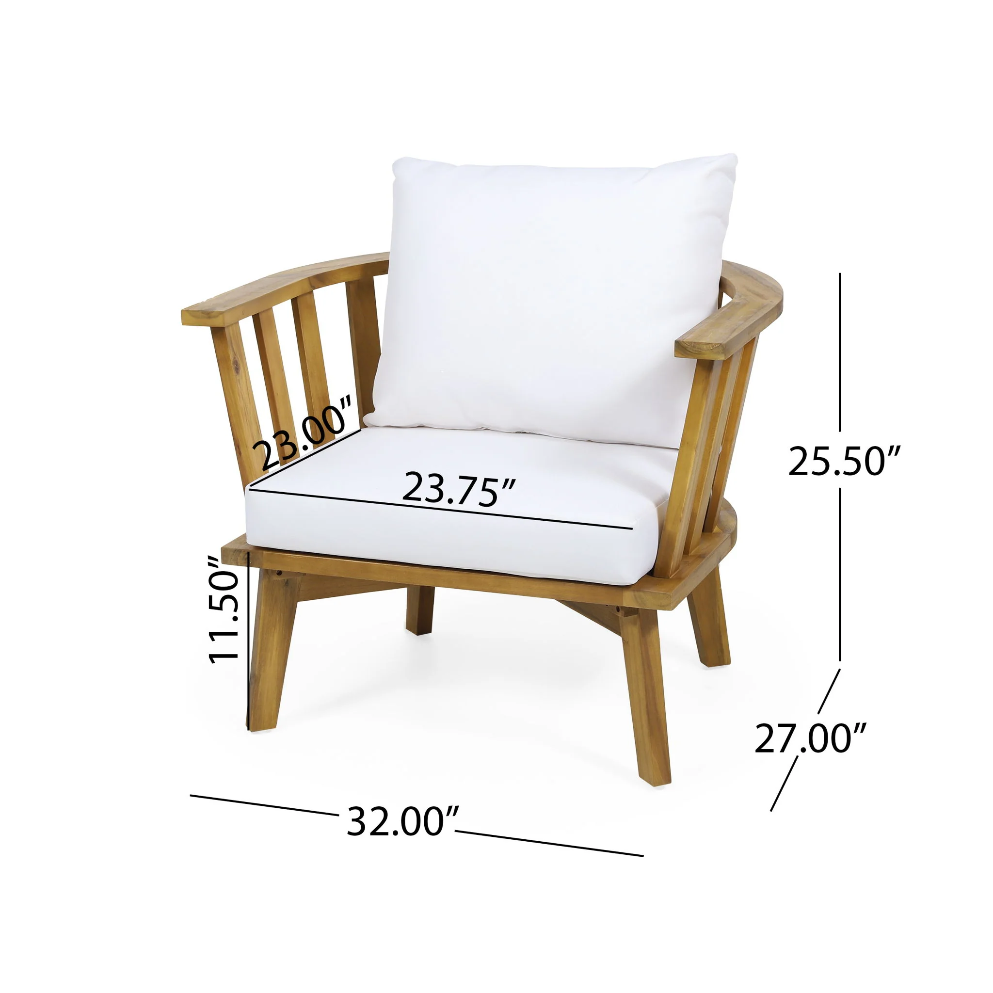 Patio Furniture Set, Outdoor Acacia Wood Patio Club Chair With Table - Image 8