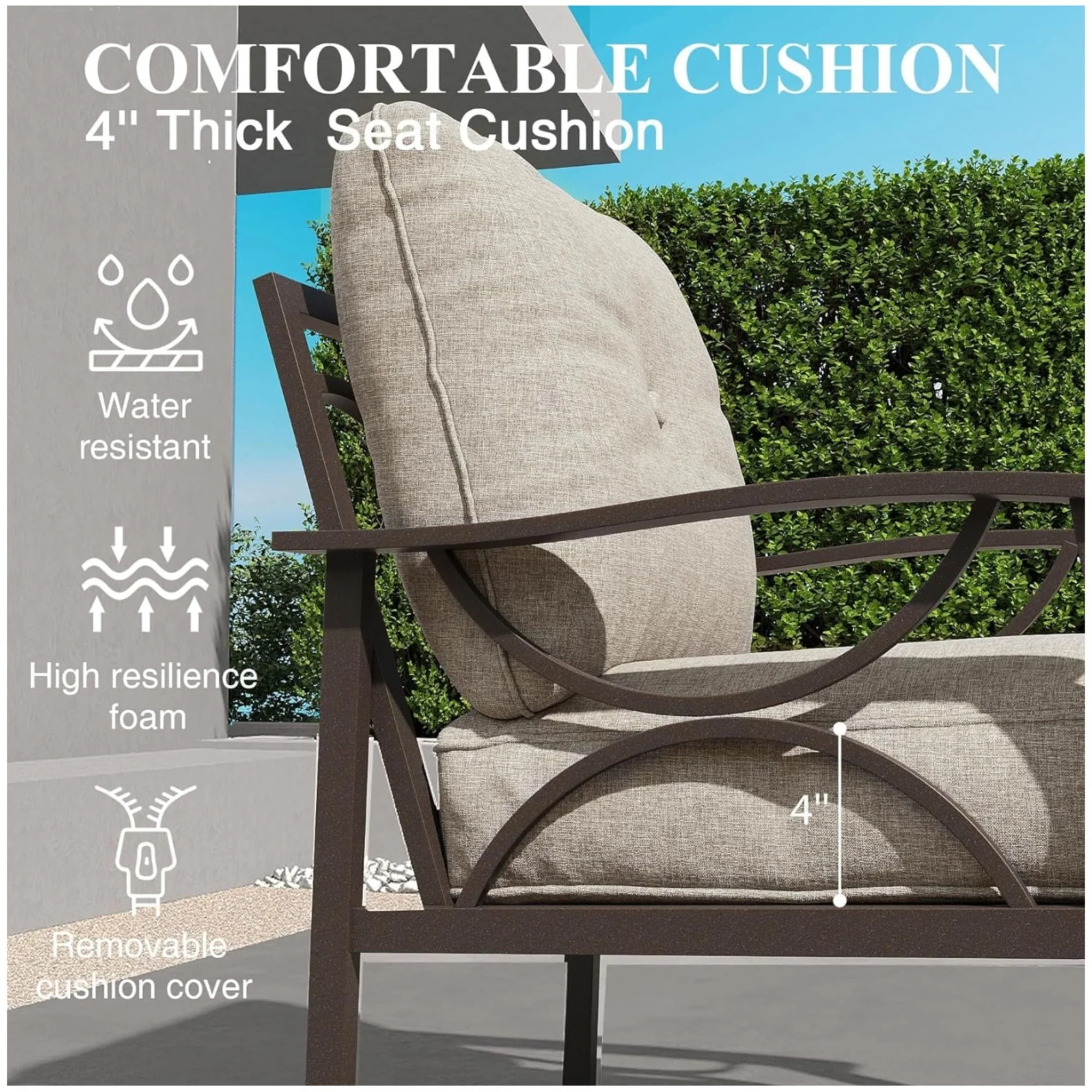Patio Furniture Set With Coffee Table And Cushions For Backyard - Image 130