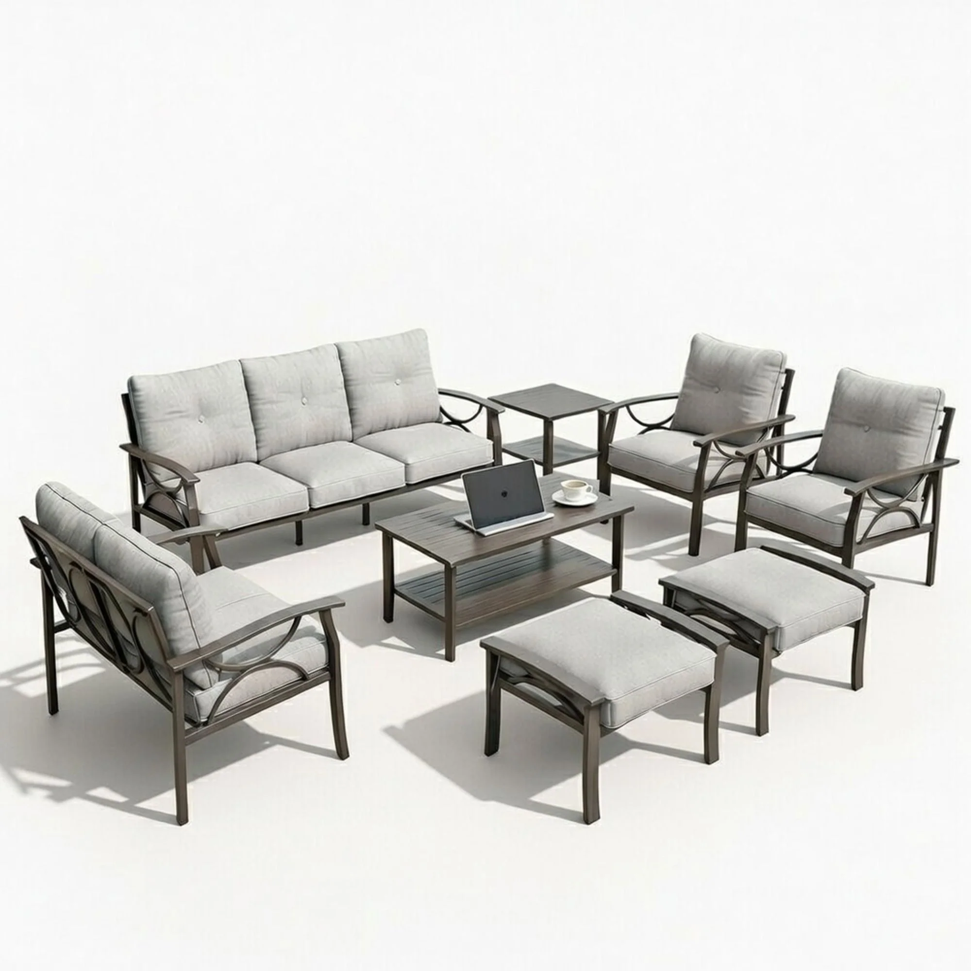 Patio Furniture Set With Coffee Table And Cushions For Backyard - Image 14