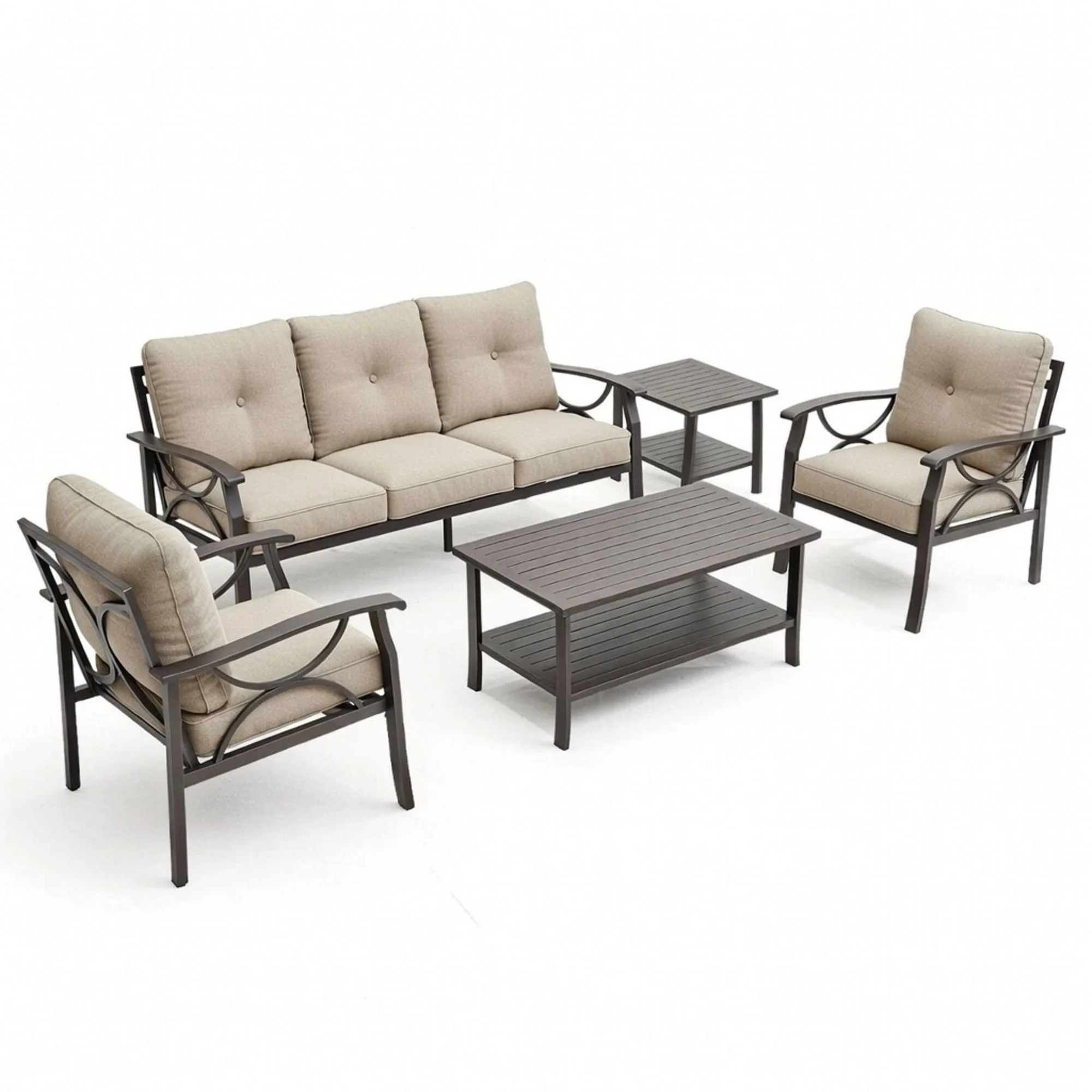Patio Furniture Set With Coffee Table And Cushions For Backyard - Image 4