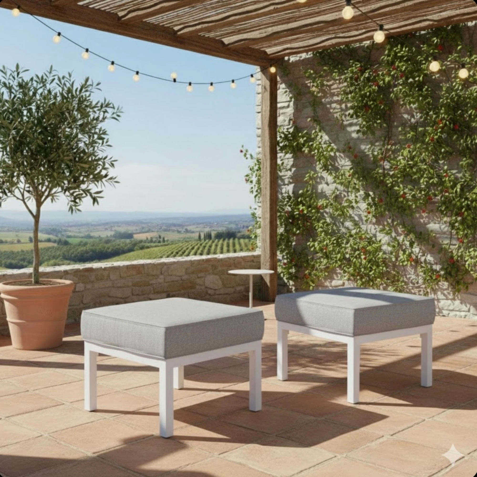 Patio Ottomans With Cushions, All-Weather Footrests (Set of 2) - Image 11