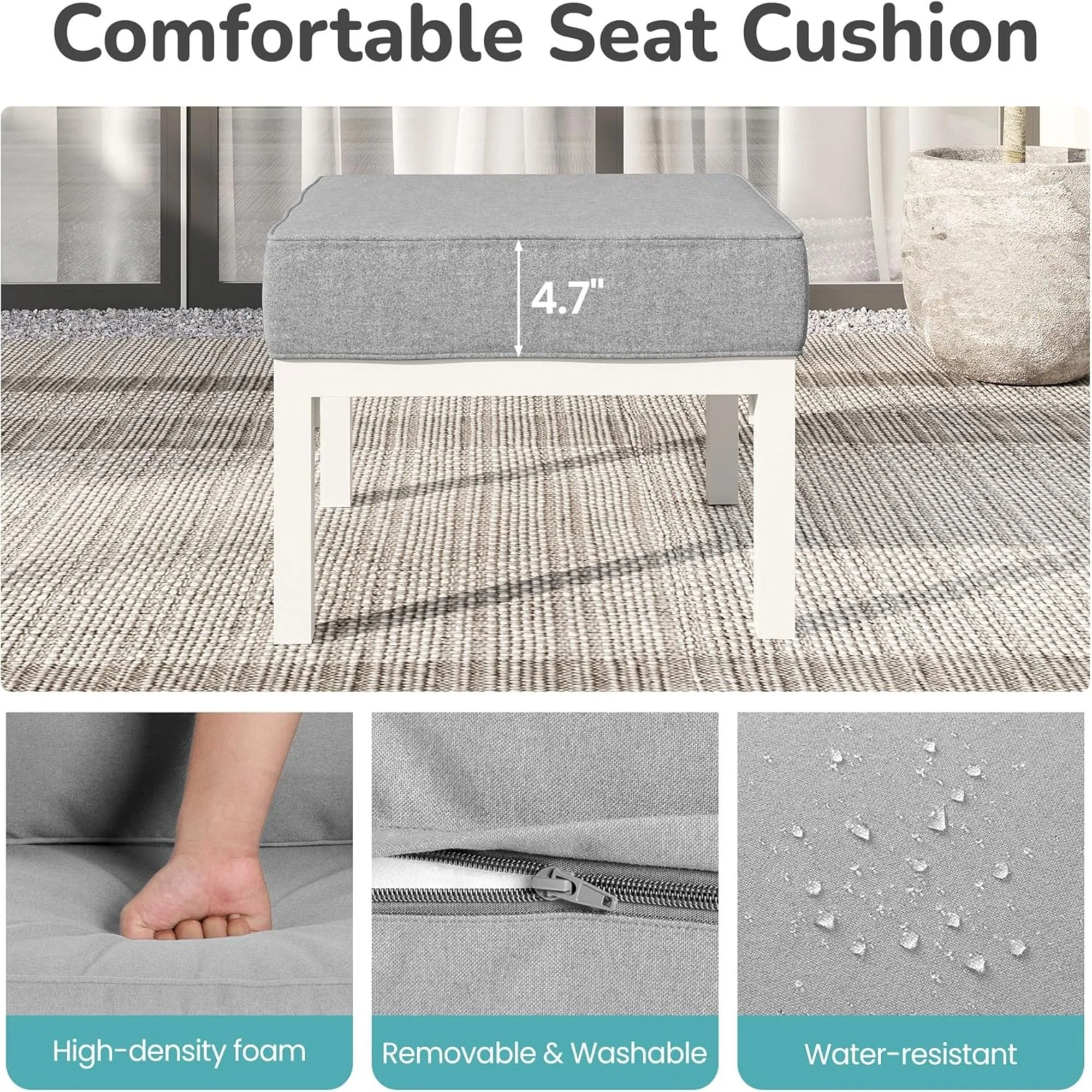 Patio Ottomans With Cushions, All-Weather Footrests (Set of 2) - Image 12