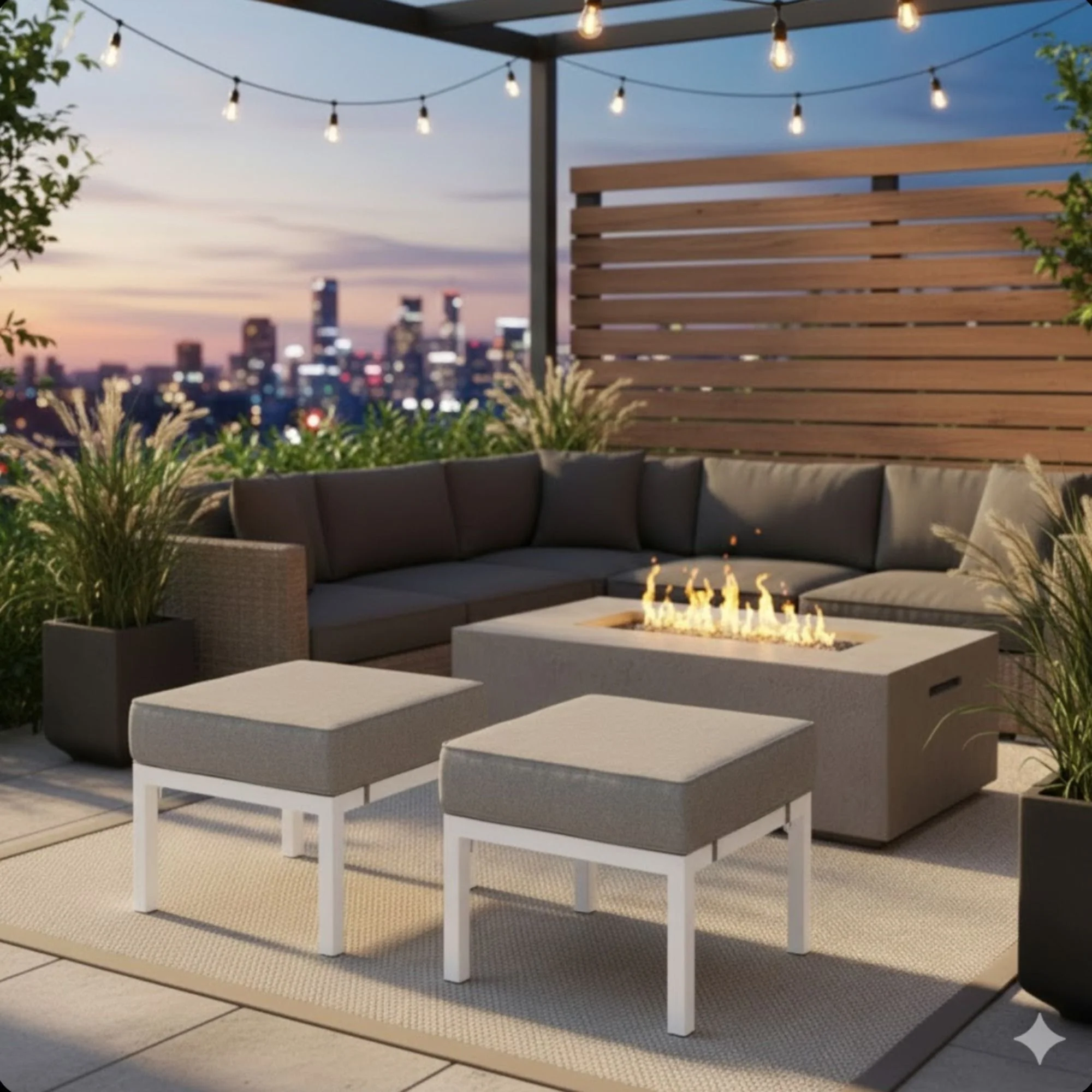 Patio Ottomans With Cushions, All-Weather Footrests (Set of 2) - Image 15