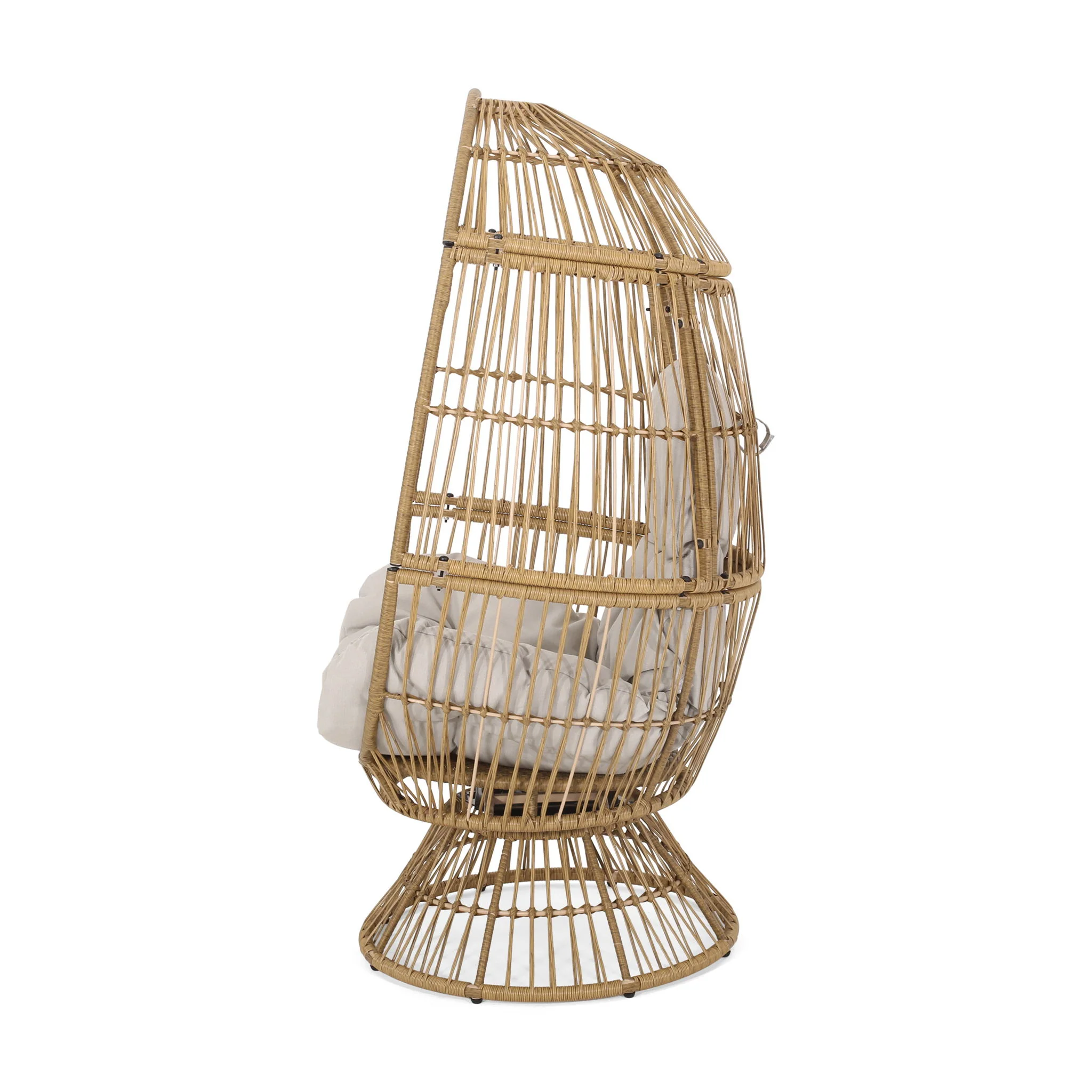 Patio Swivel Basket Egg Chair With Cushion - Image 17