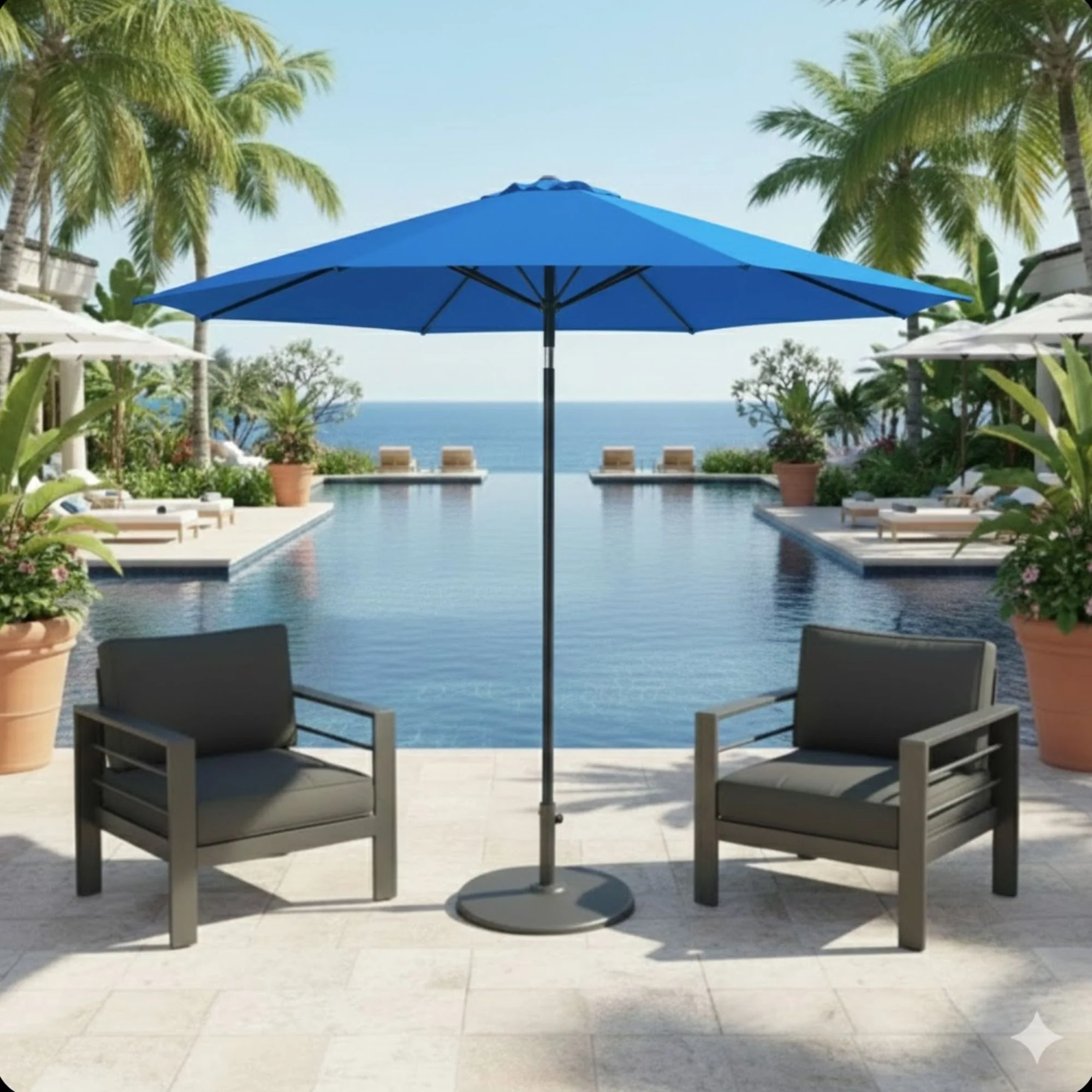 Patio Umbrella With Crank Lift And Tilt, UV-Resistant Canopy - Image 12