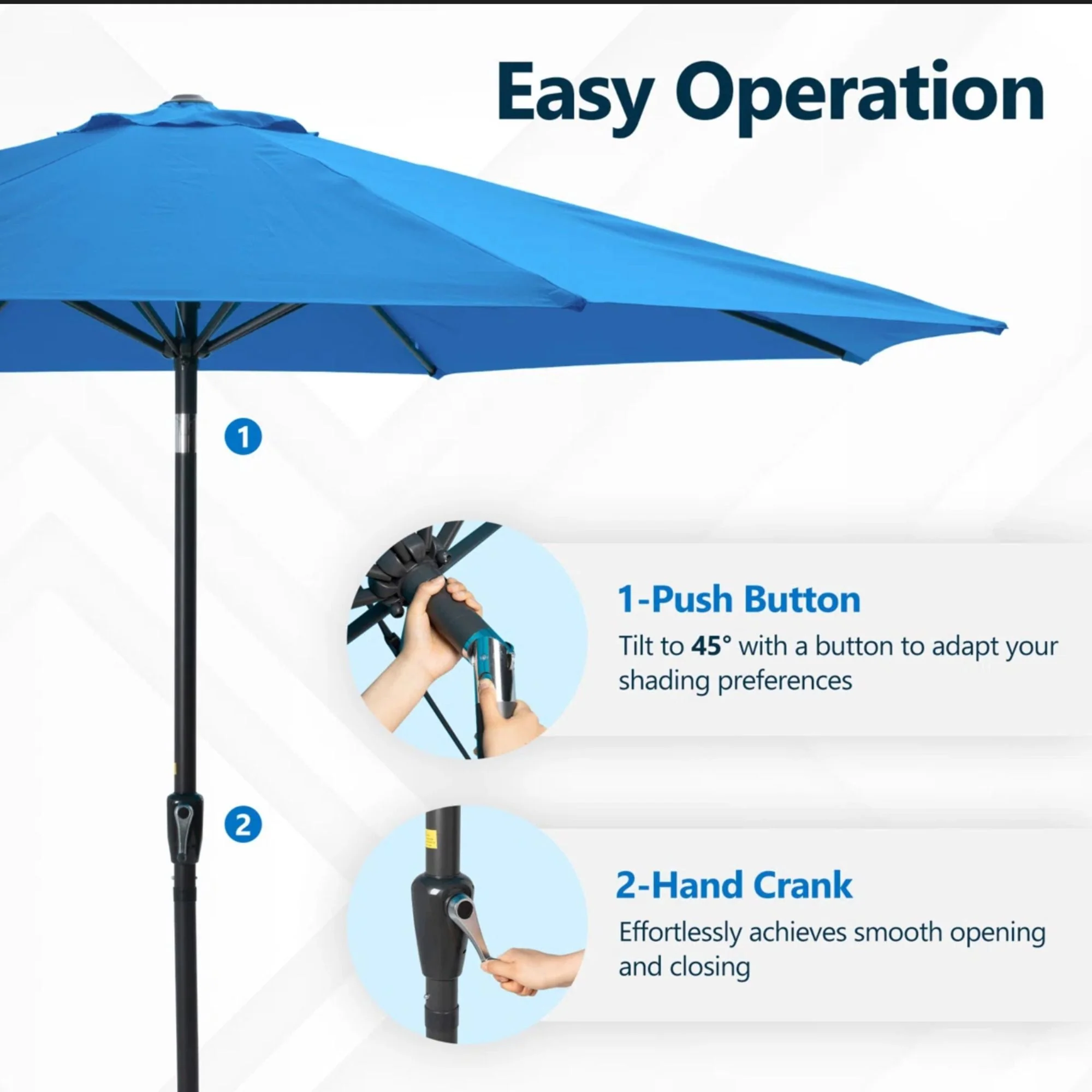 Patio Umbrella With Crank Lift And Tilt, UV-Resistant Canopy - Image 8