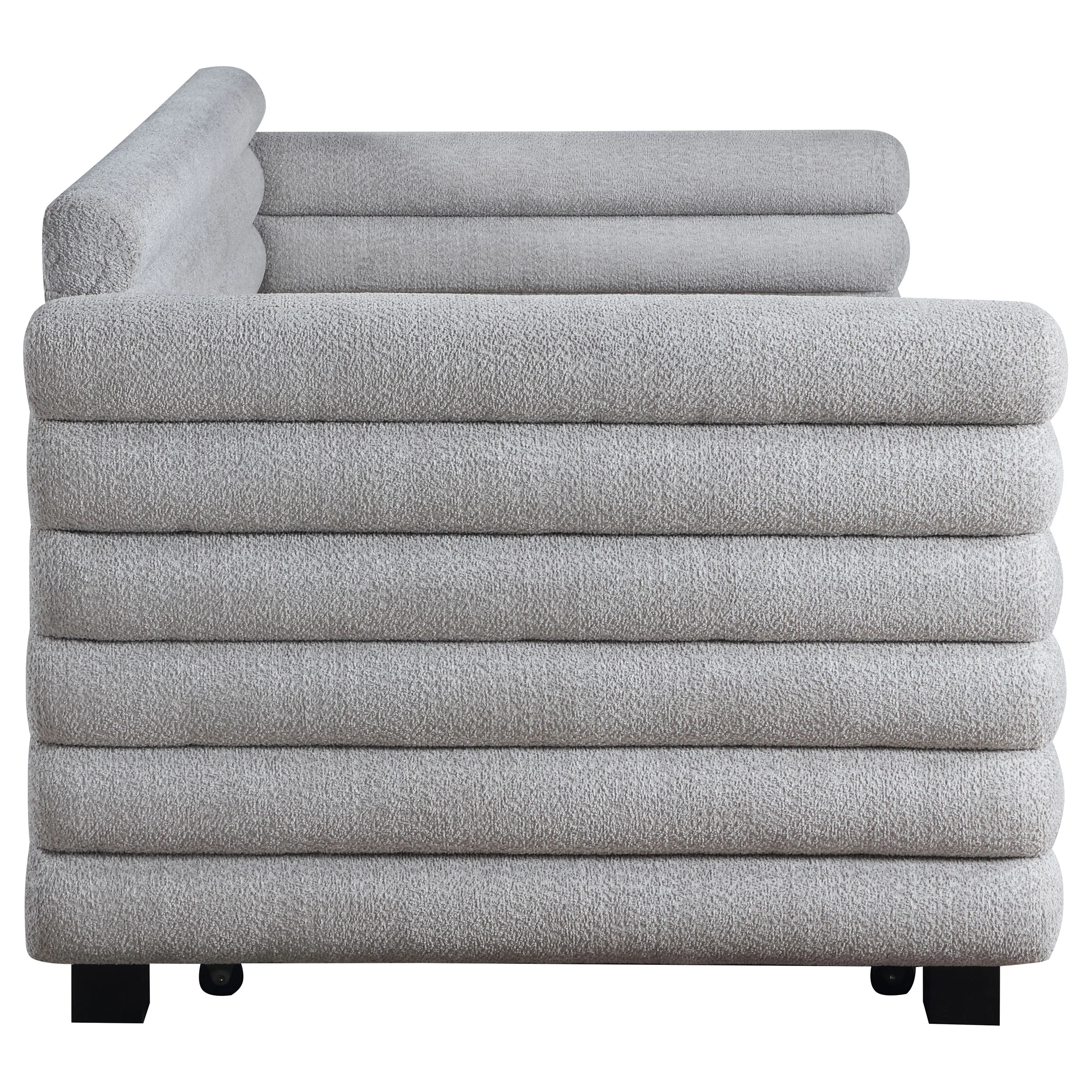 Patricia Boucle Upholstered Twin Day Bed with Trundle Grey - Image 8