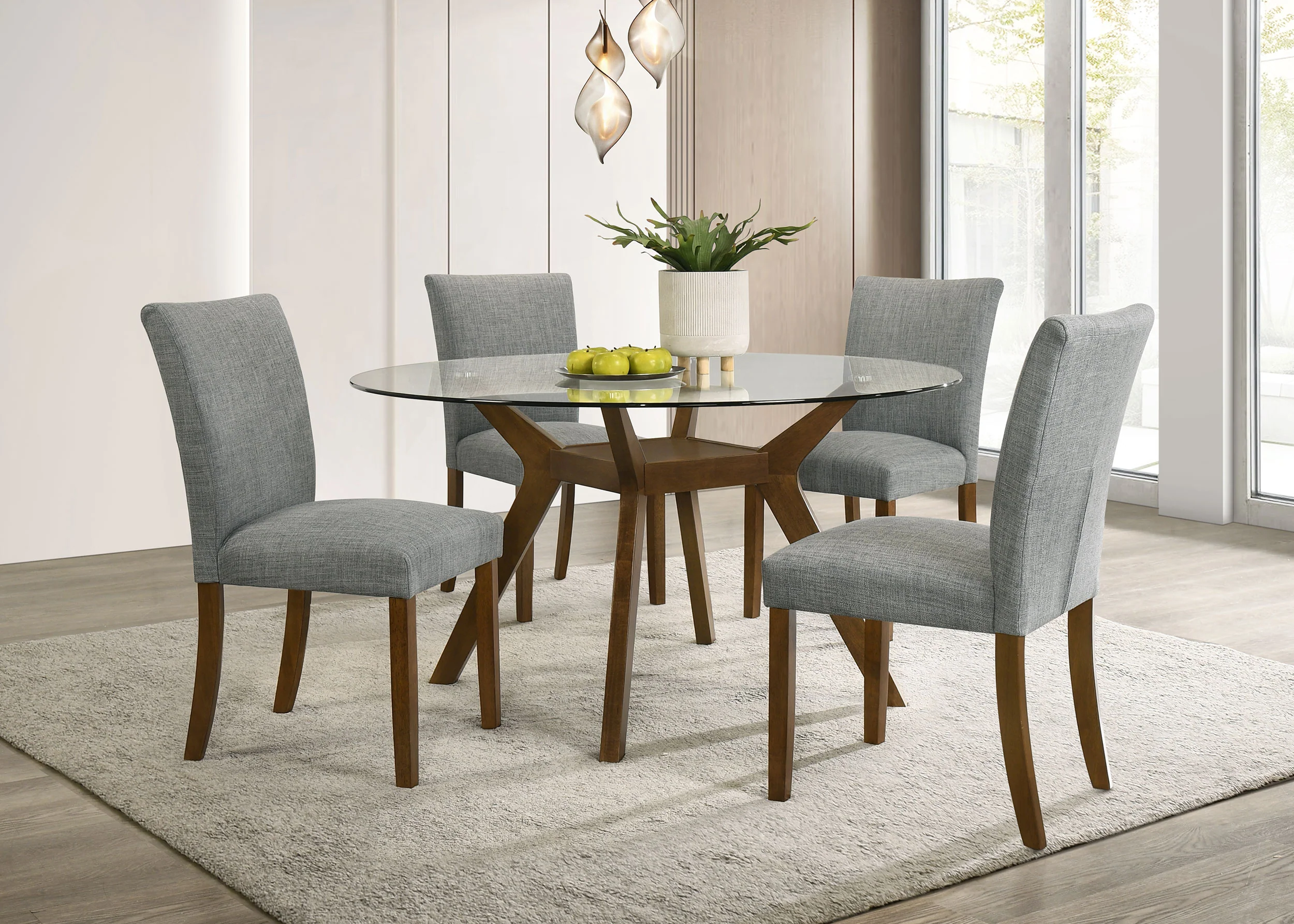 Paxton Round 48-inch Glass Top Dining Table in Brown - Image 8