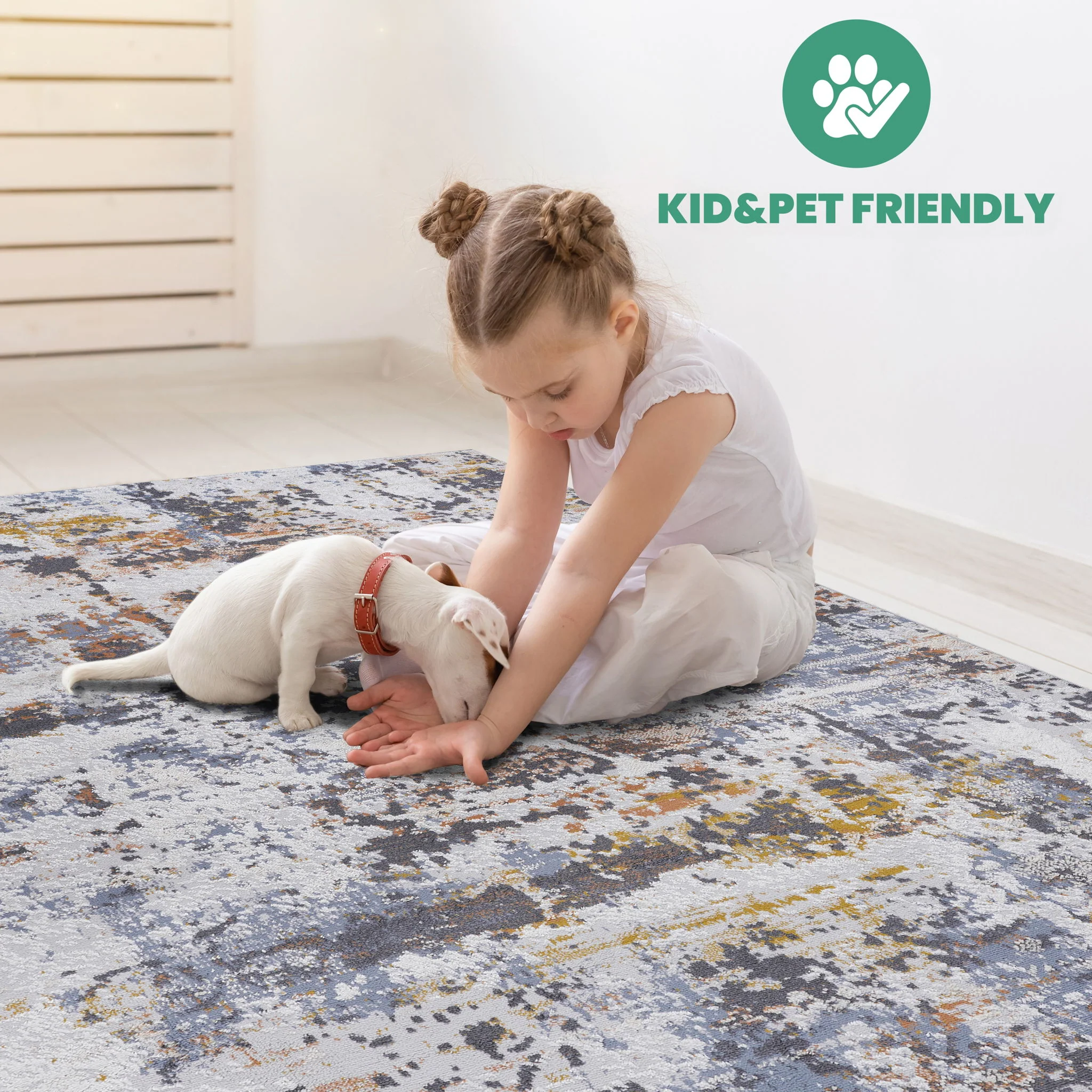 Payas - 8' X 10' Abstract Area Rug - Ivory / Blue - Image 5