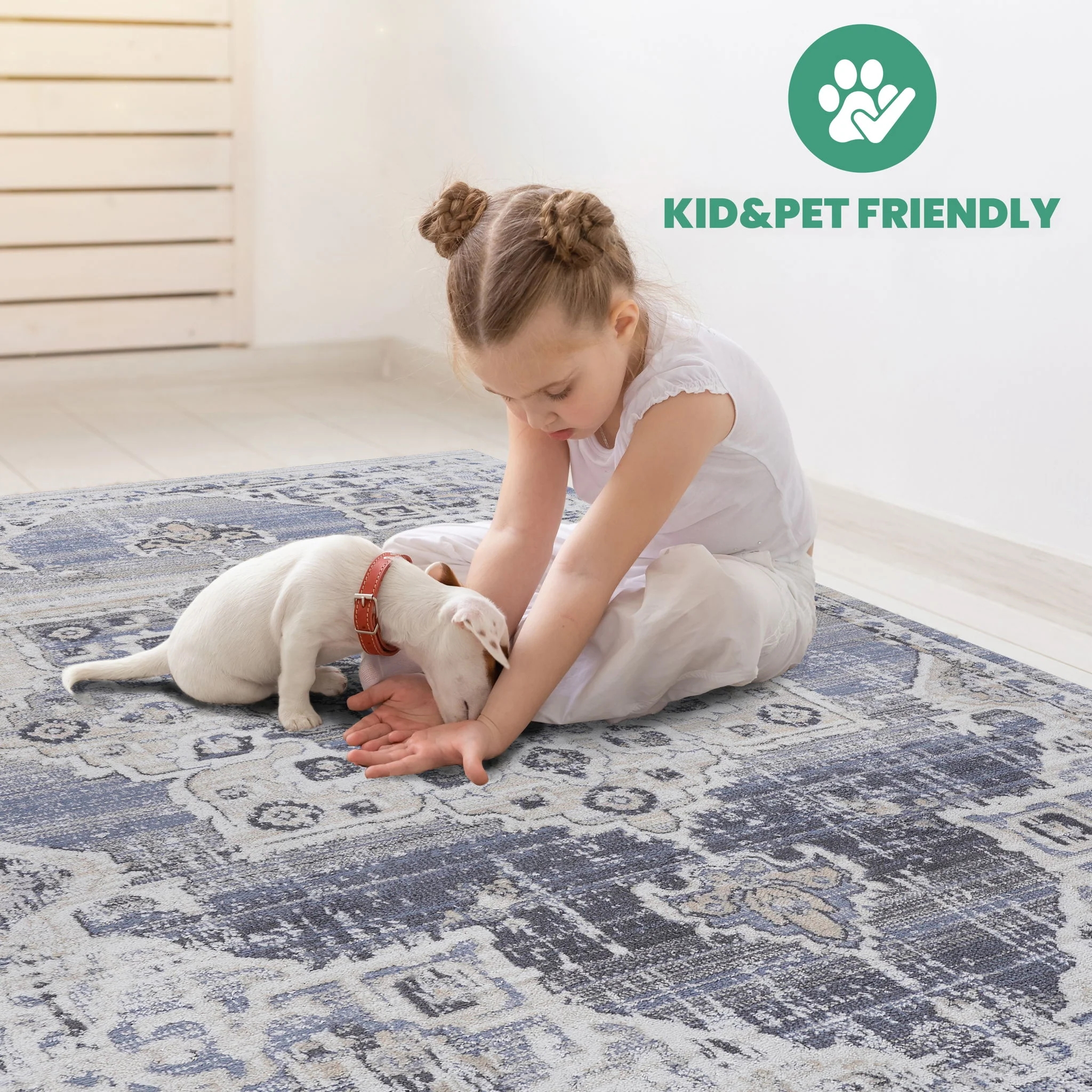 Payas - 8' X 10' Medallion Area Rug - Cream / Blue - Image 7