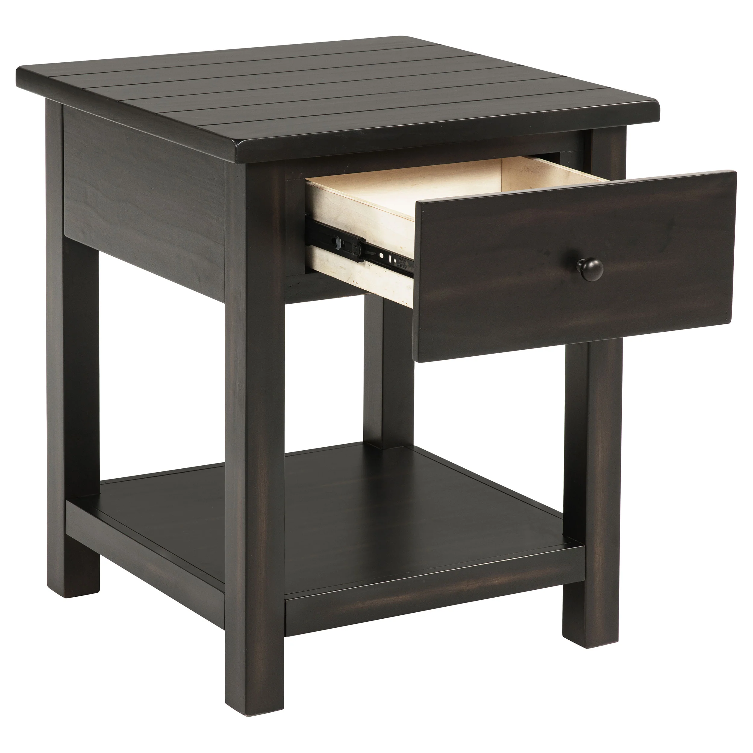Payne 1-Drawer Wood End Table with Shelf - Distressed Java - Image 3